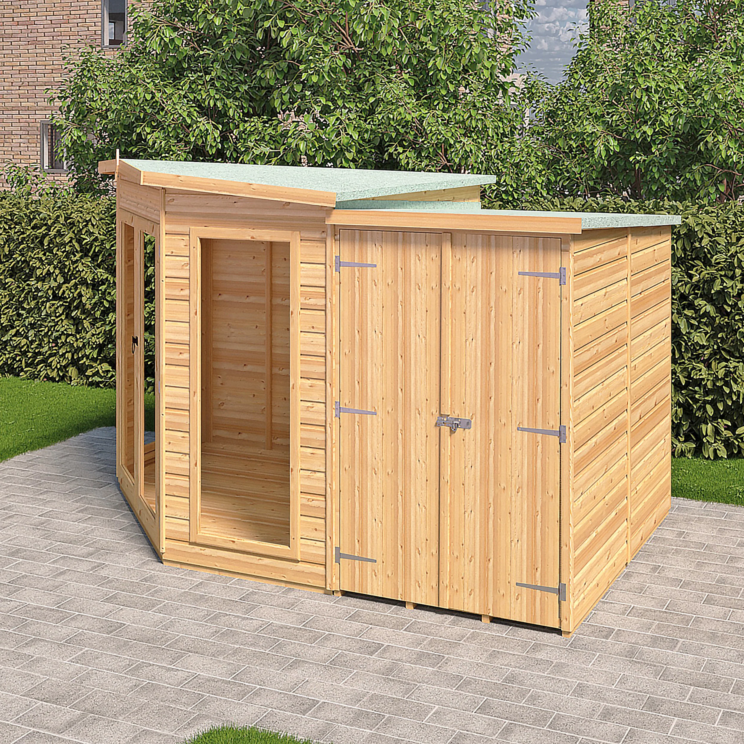 Barclay Corner Summerhouse With Side Shed - Image 2