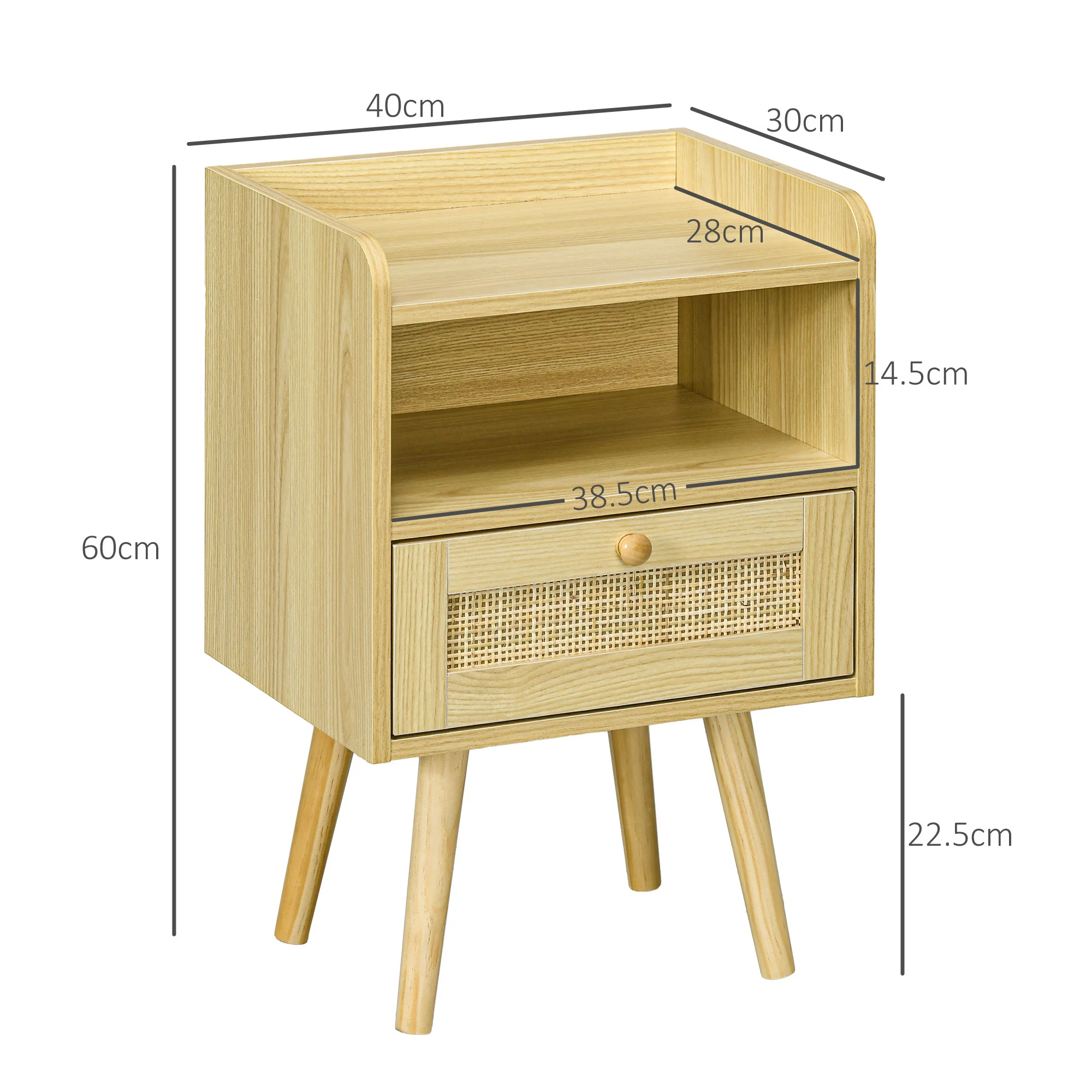 Bedside Tables, Set Of 2, Boho Side End Table W/ Drawer, Storage Compartment - Image 5