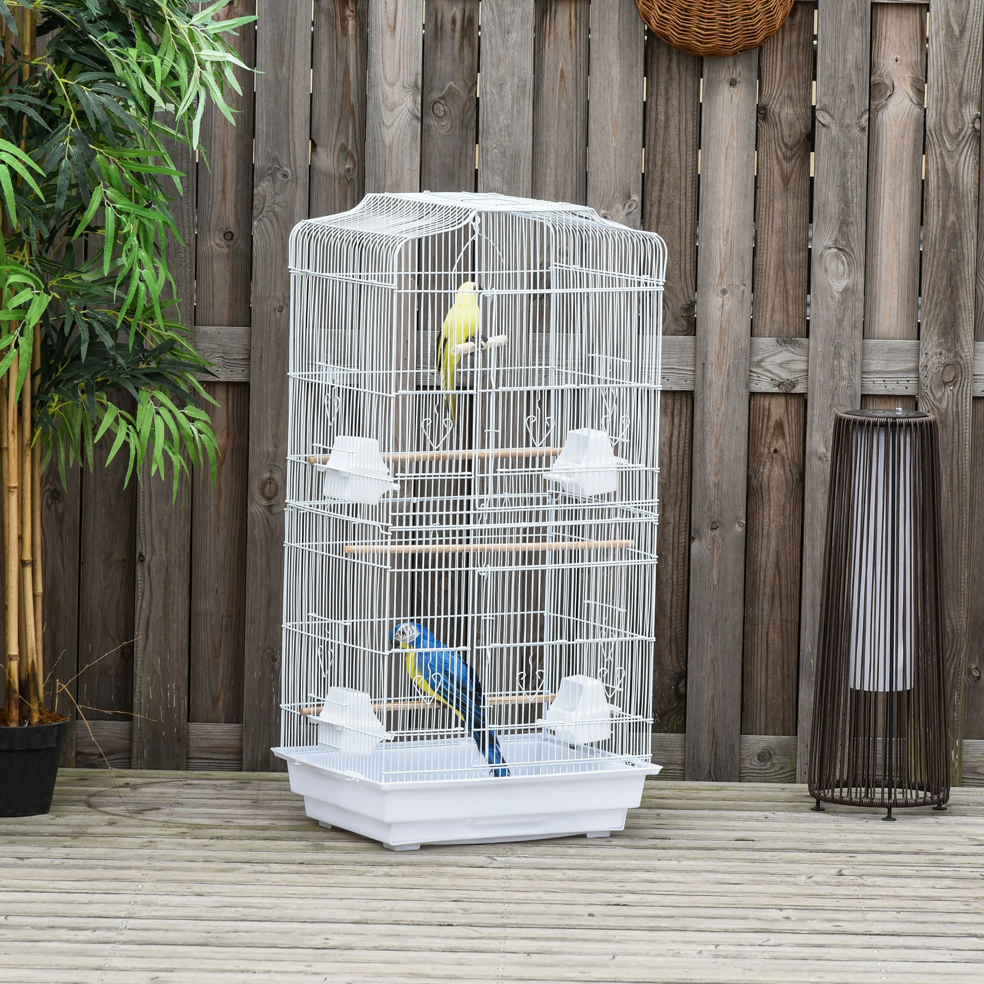 Bird Cage with Stand, Perches, Food Bowls, Swing, 46.5 x 35.5 x 92cm, White - Image 8
