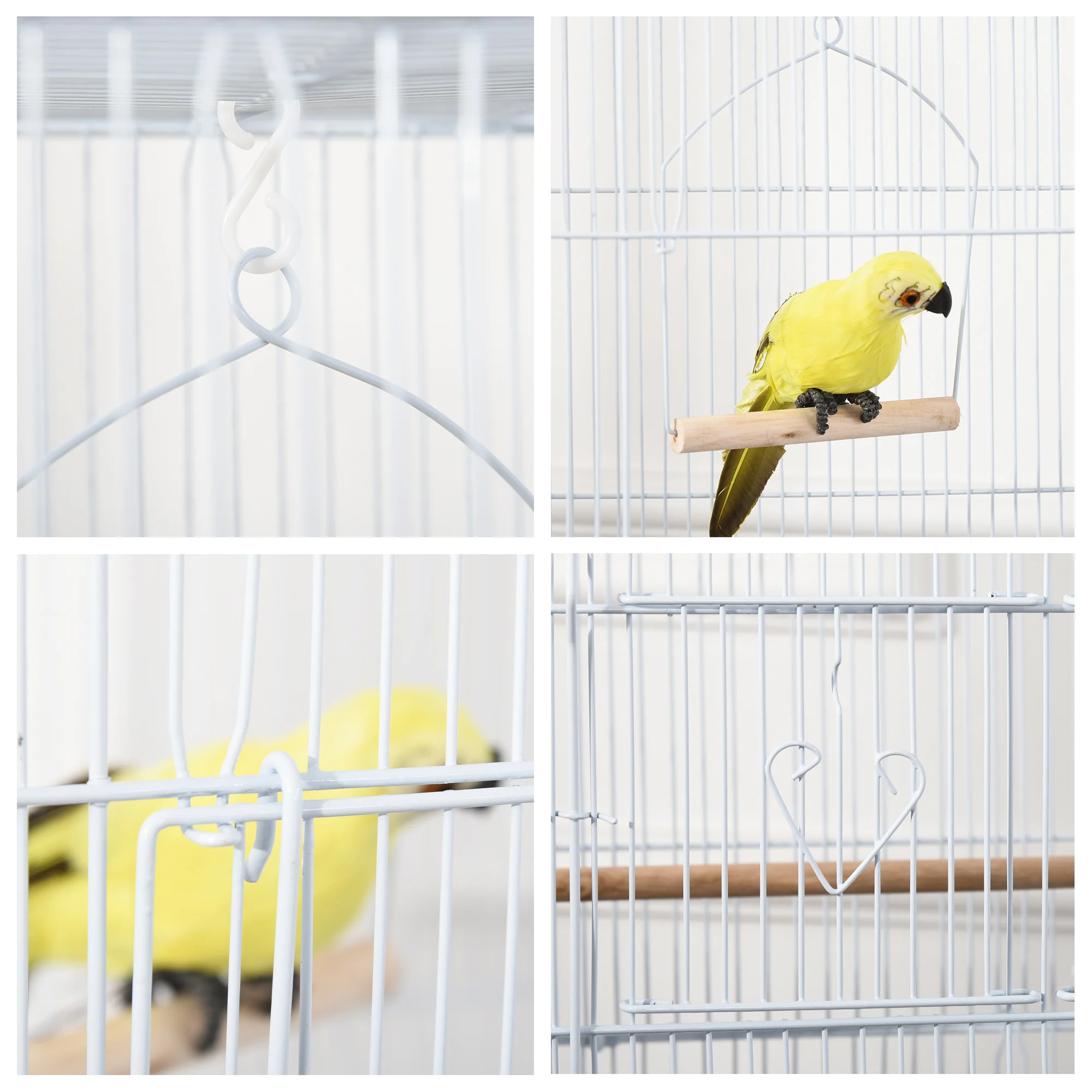 Bird Cage with Stand, Perches, Food Bowls, Swing, 46.5 x 35.5 x 92cm, White - Image 9