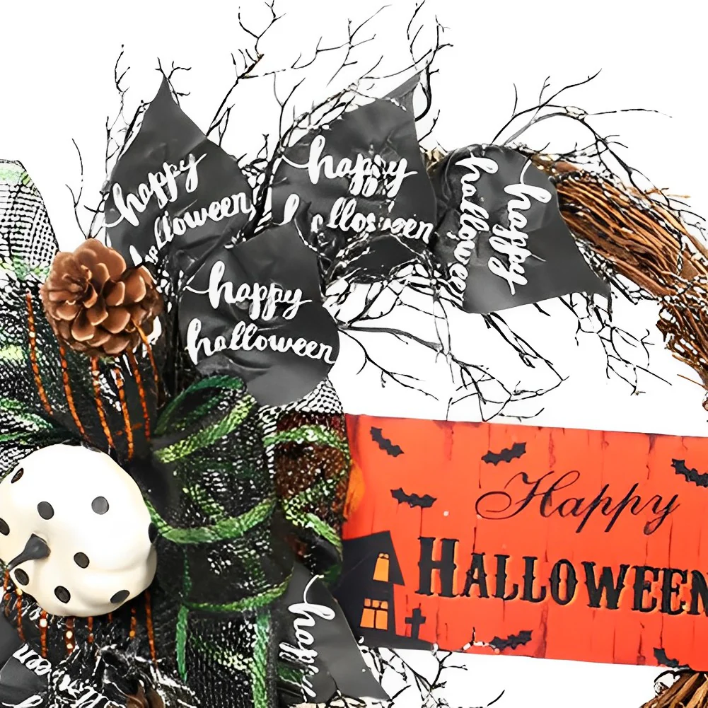 Black Bow Halloween Wreath - Image 3