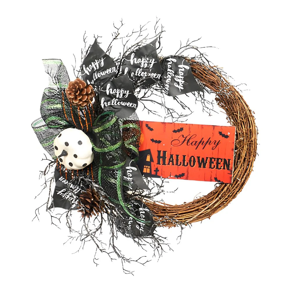 Black Bow Halloween Wreath - Image 5