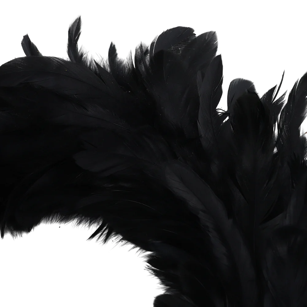 Black Feather Wreath with Lights for Halloween - Image 4
