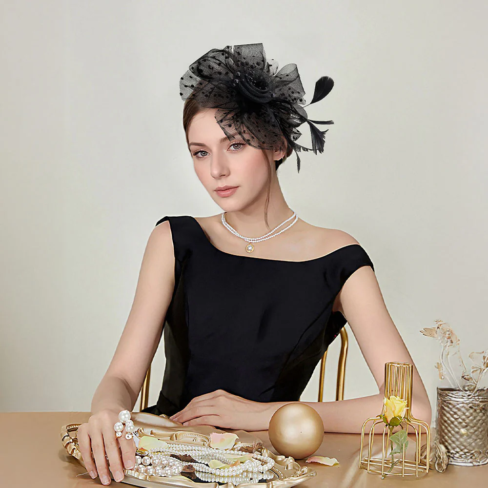 Black Vintage Style Fashion Fascinators - Image 2