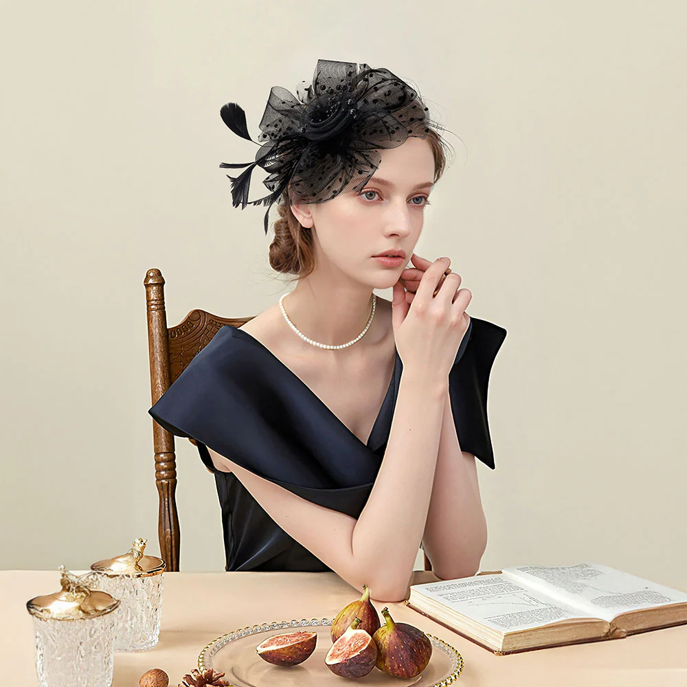 Black Vintage Style Fashion Fascinators - Image 3