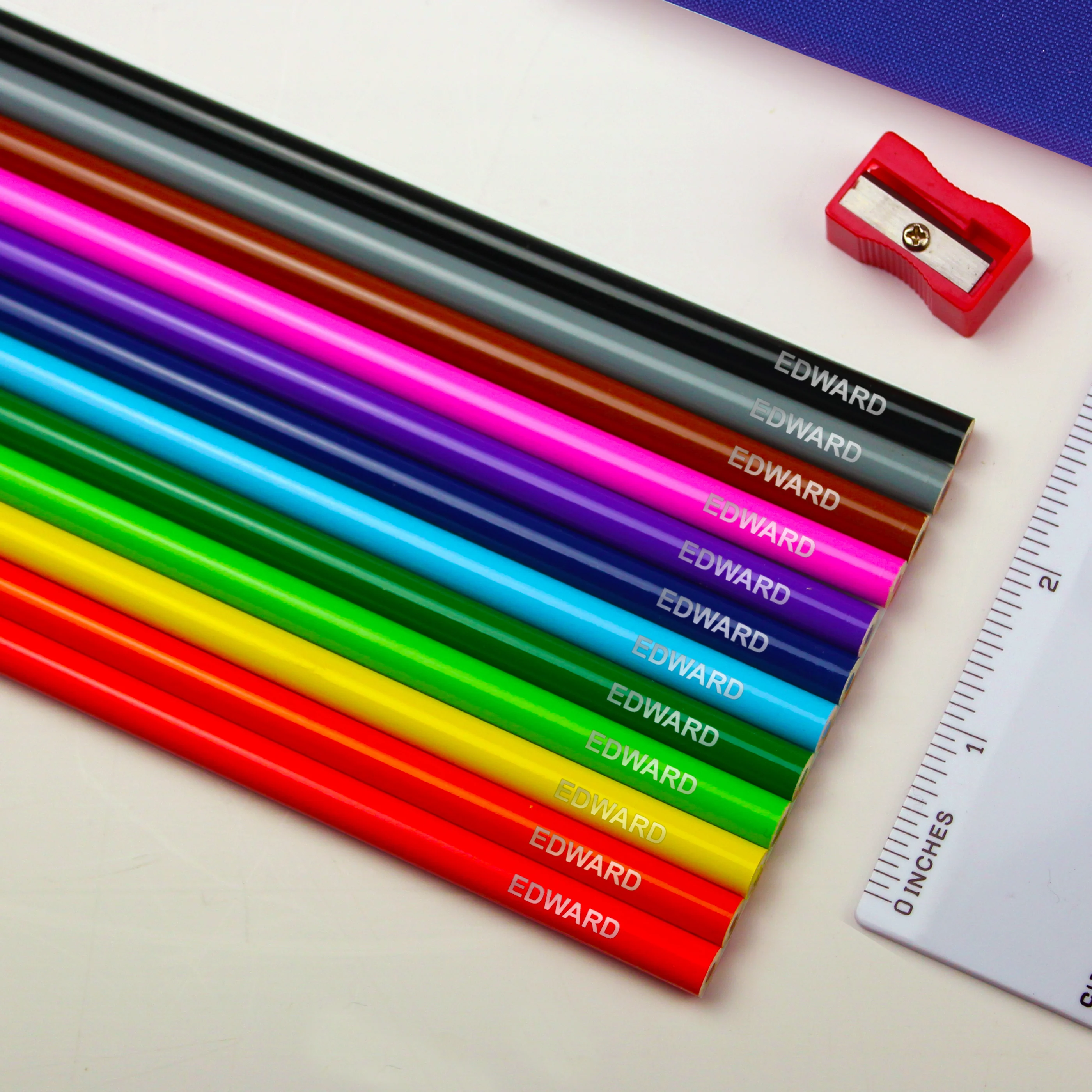 Blue Pencil Case with Personalised Pencils & Crayons - Image 3