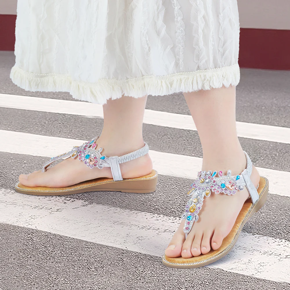 Bohemian Rhinestone Beach Sandals