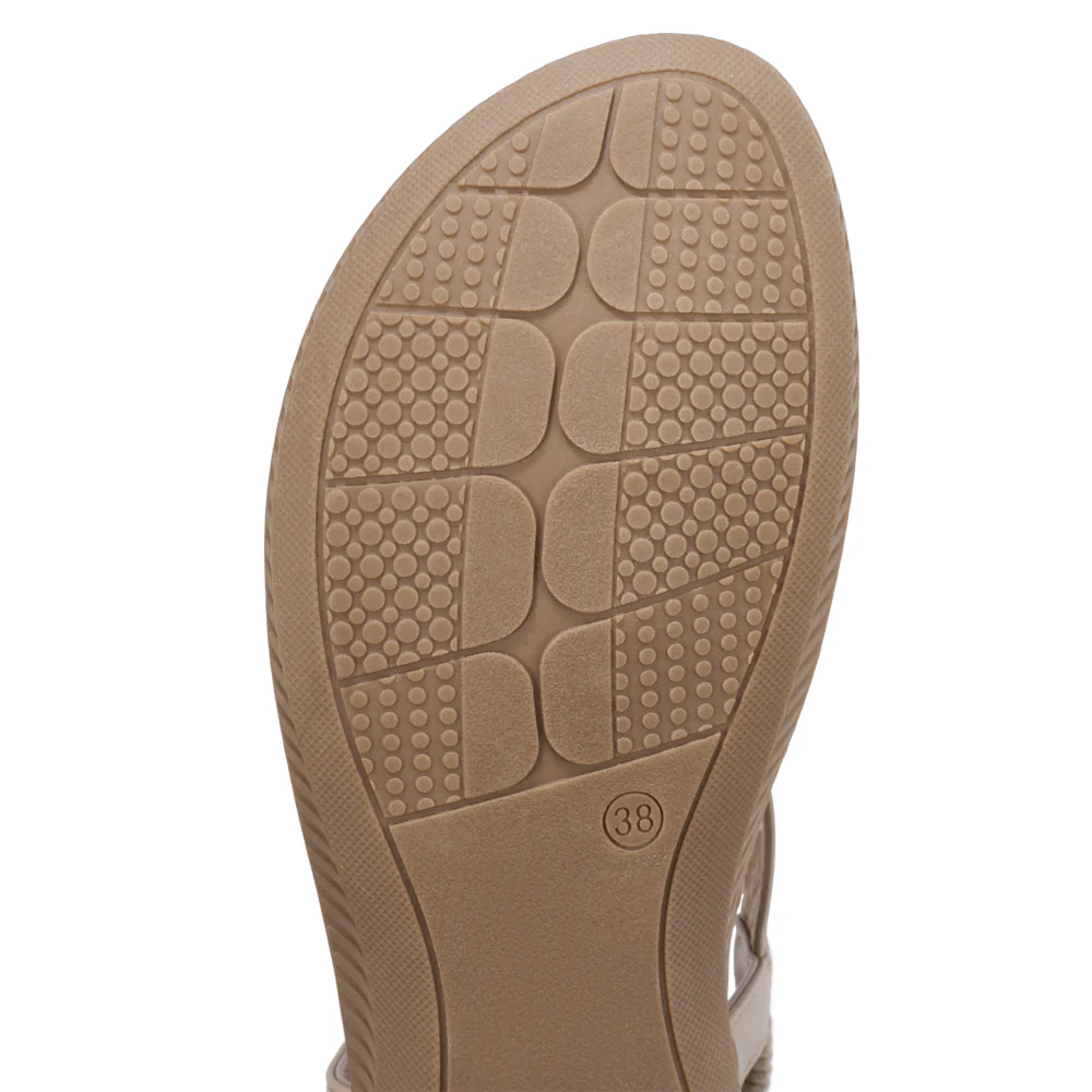 Boho Casual Rhinestone Beach Sandals - Beige - Image 7