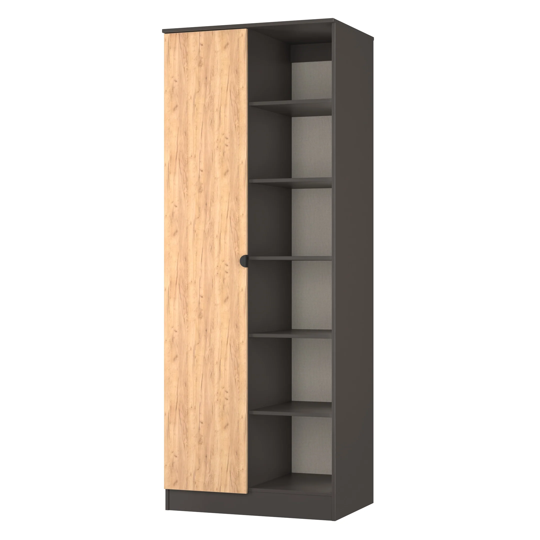 Bora Tall  2 Door 1 Drawer Robe in Gold Craft Oak & Graphite - Ready Assembled - Image 3
