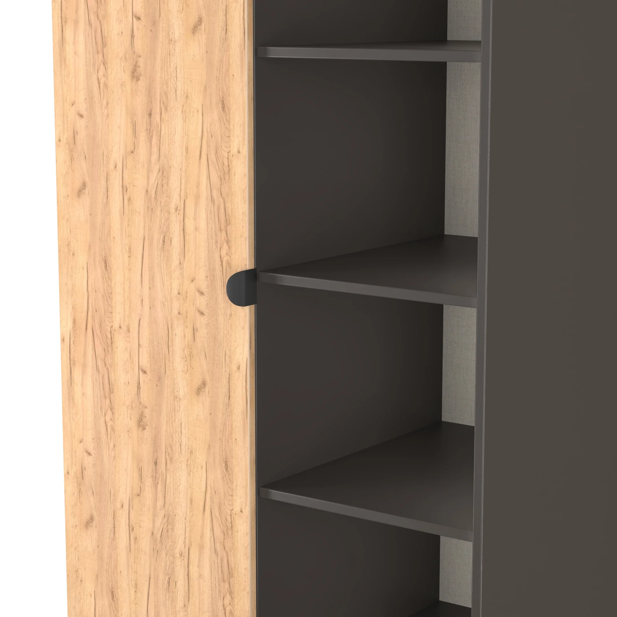 Bora Tall  2 Door 1 Drawer Robe in Gold Craft Oak & Graphite - Ready Assembled - Image 4