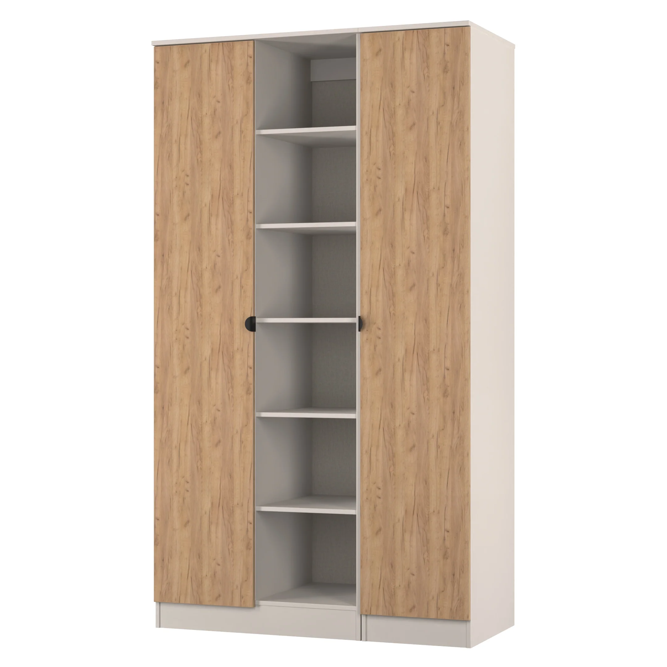 Bora Tall  3 Door Robe with shelves in Gold Craft Oak & Kashmir - Ready Assembled - Image 4