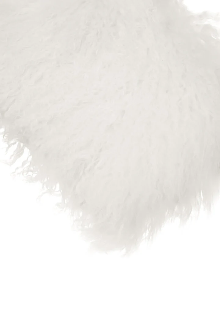 Bosie Mongolian Fur White Rectangular Cushion - Image 4