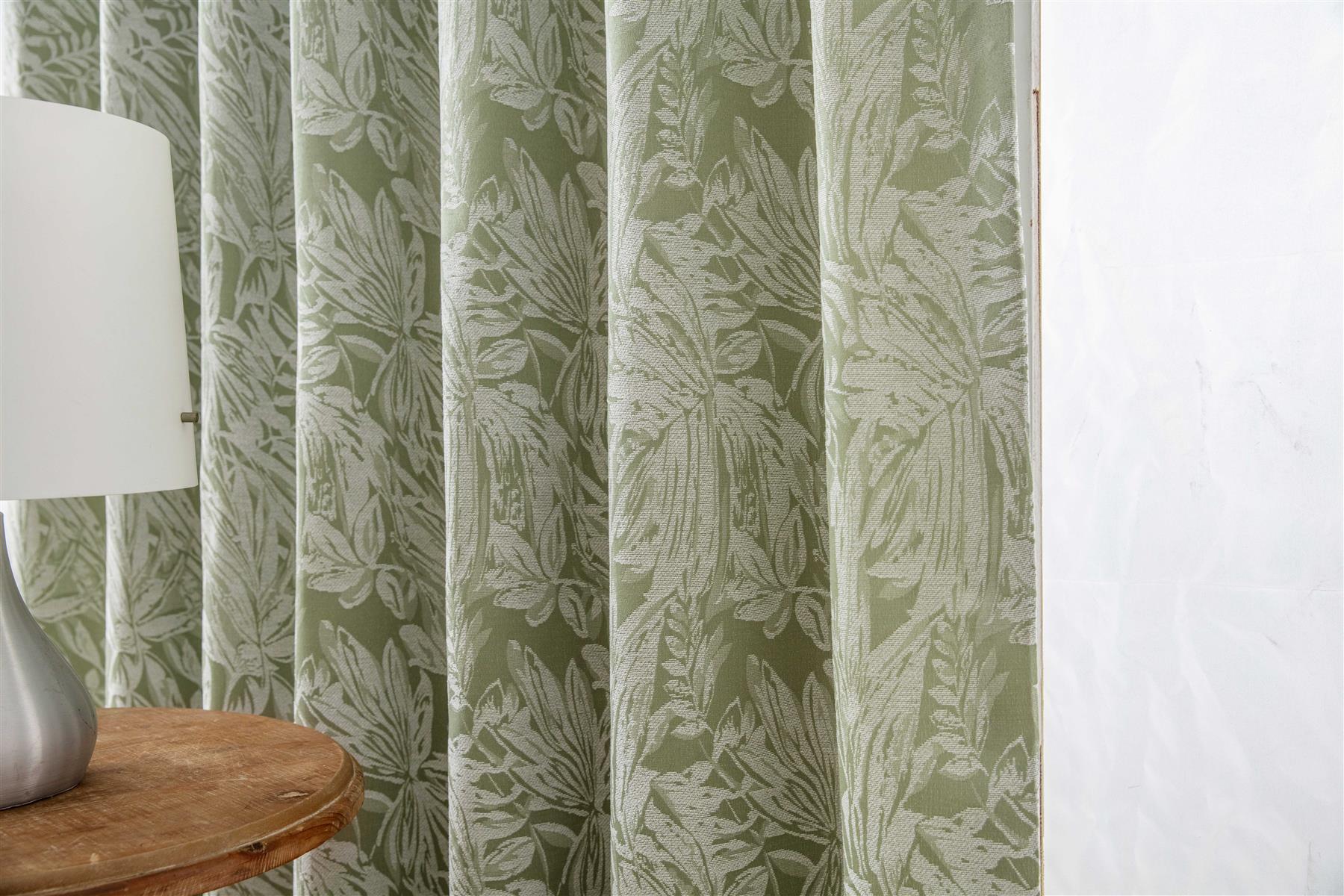 Botanic Chenille Jacquard Lined Pencil Pleat Taped Top Curtains - Image 3