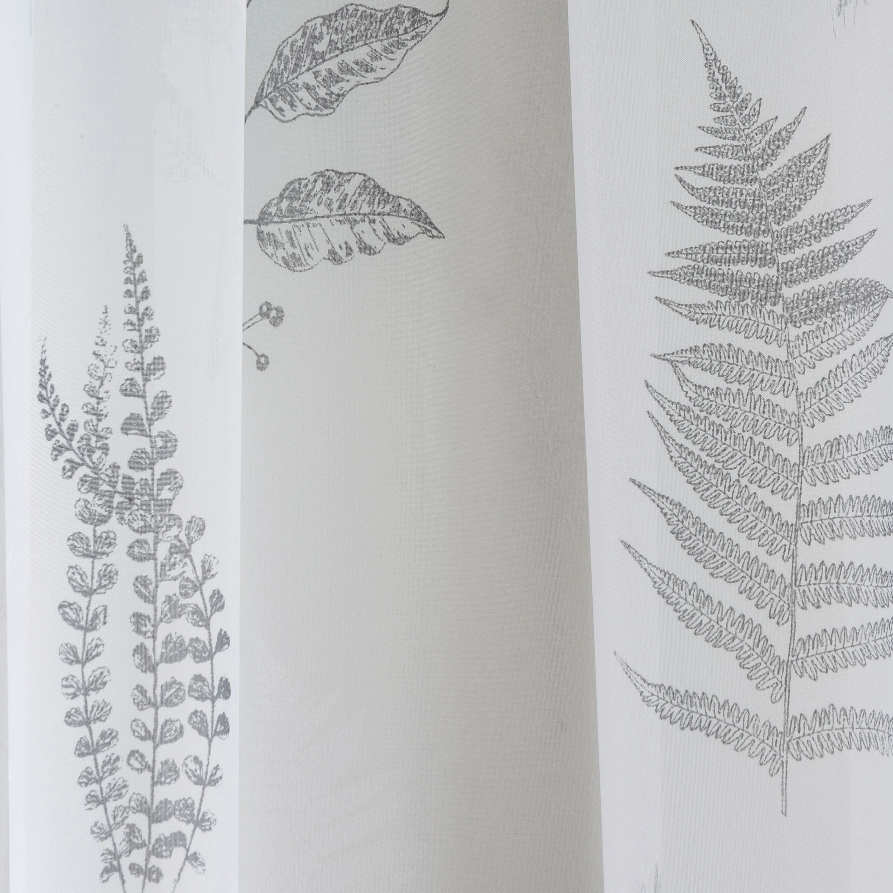 Bracken Grey Leaf Print Linen-Look Voile Panel - Pair - Image 3
