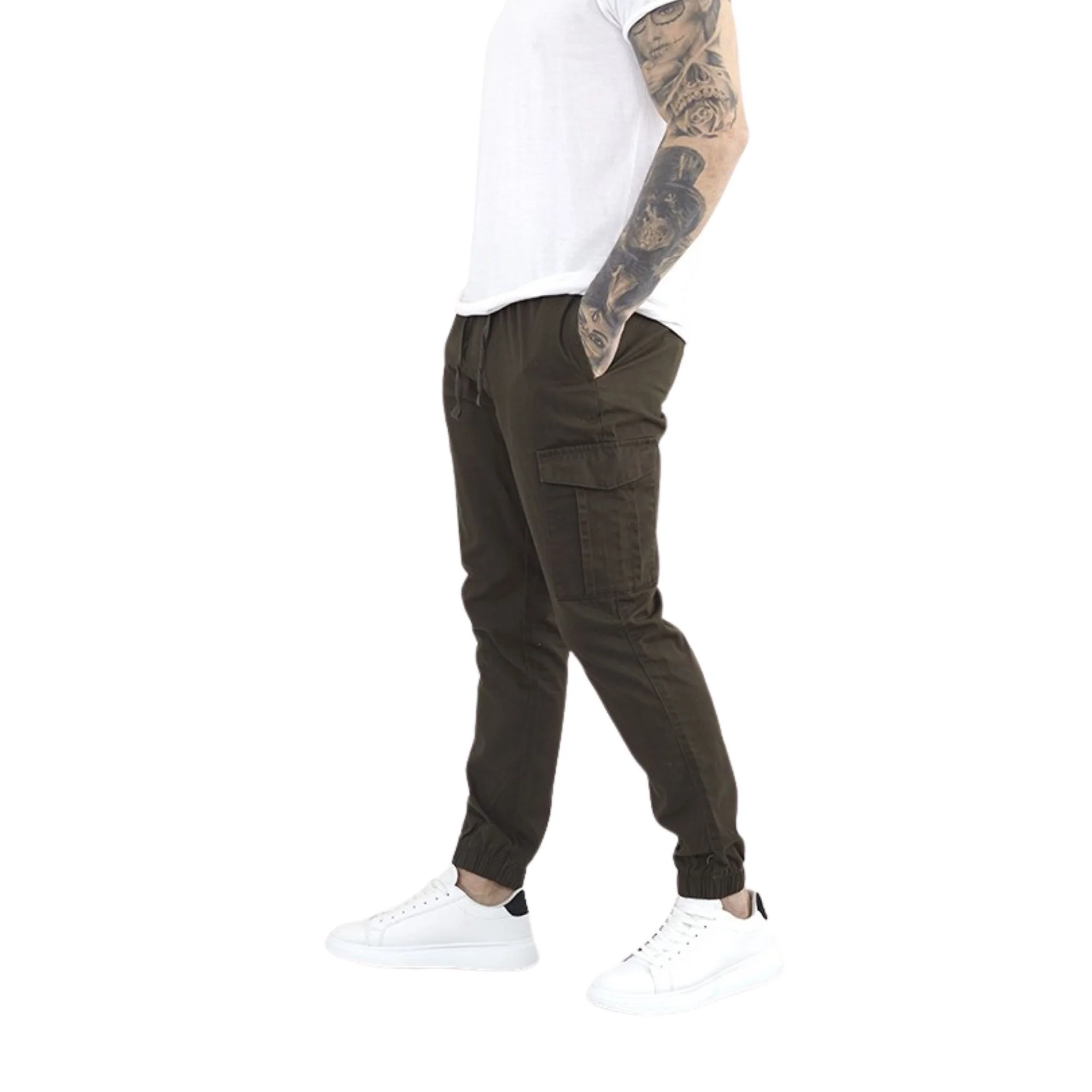 Brave Soul Fine Cargo Twill Jogger - Khaki - Image 2