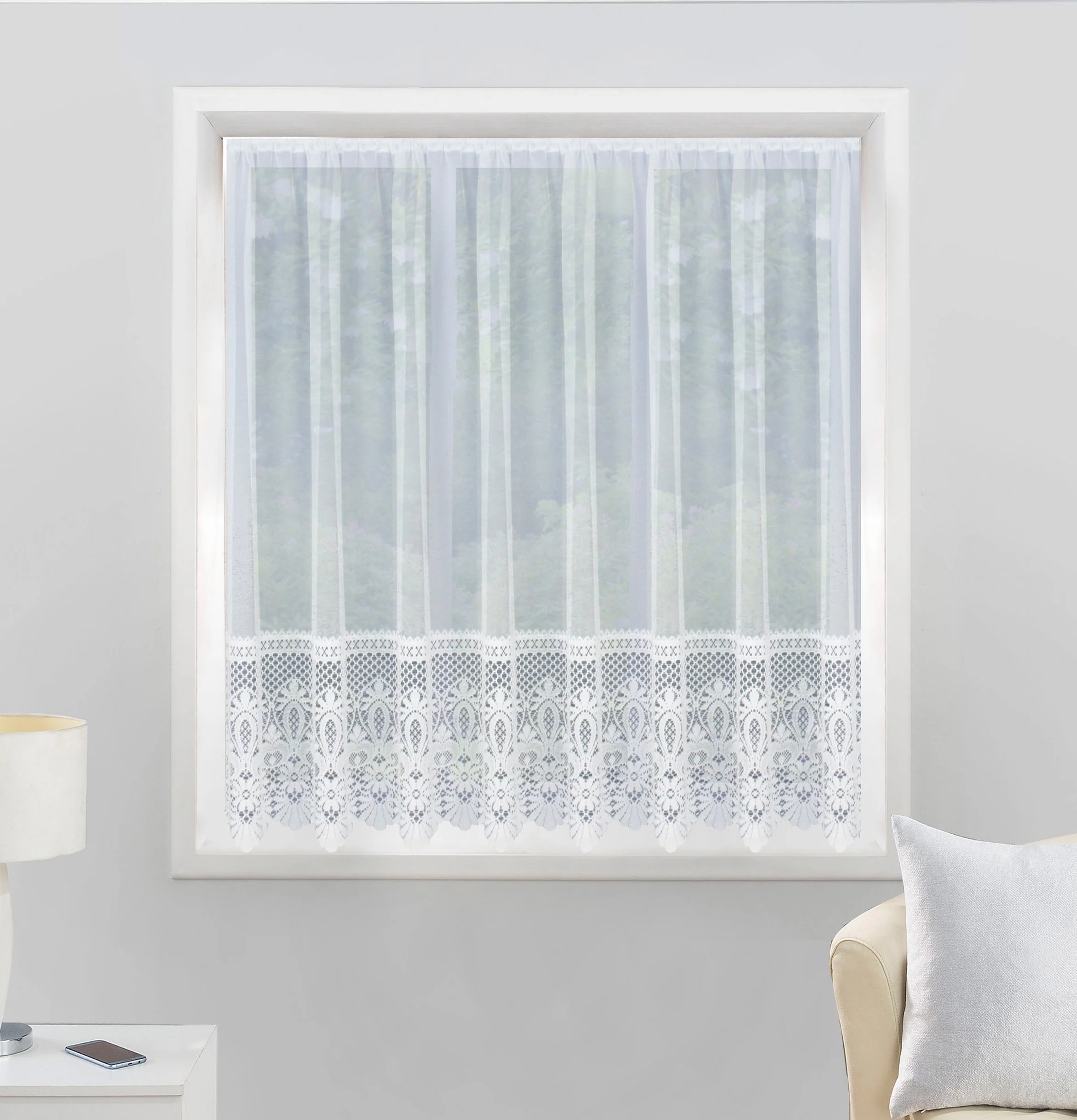 Brazil Heavy Base Lace Net Cut Panel - White