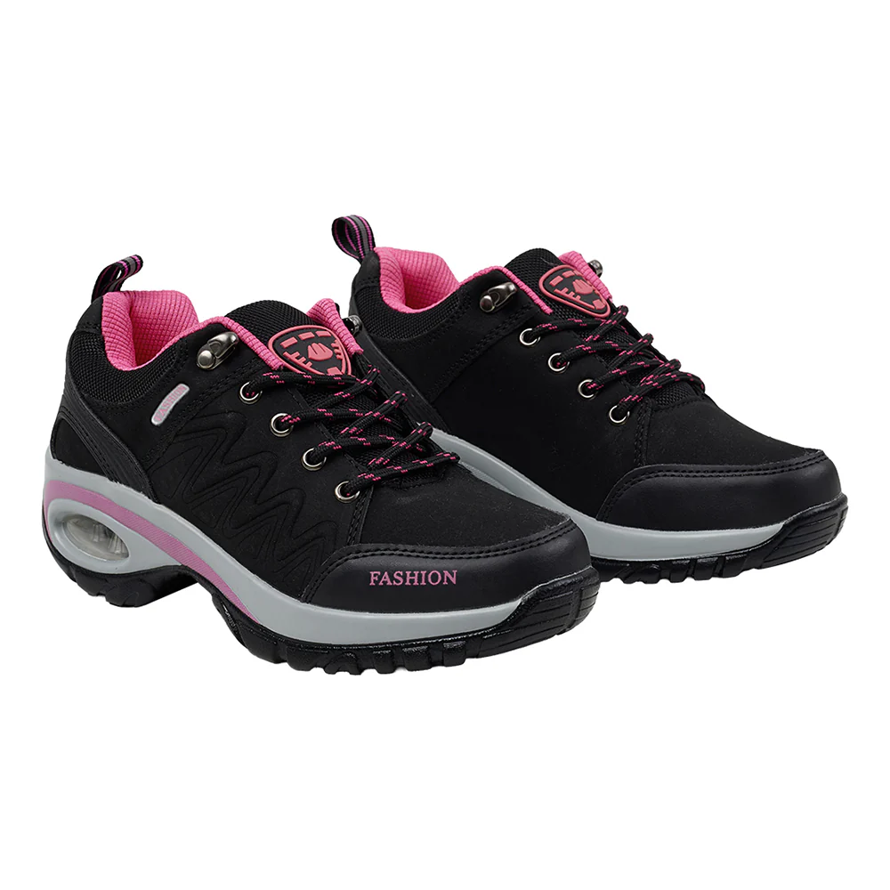 Breathable Lightweight Trainers - Black & Pink - Image 3