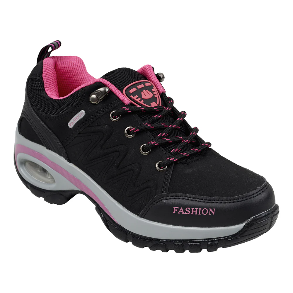 Breathable Lightweight Trainers - Black & Pink - Image 5