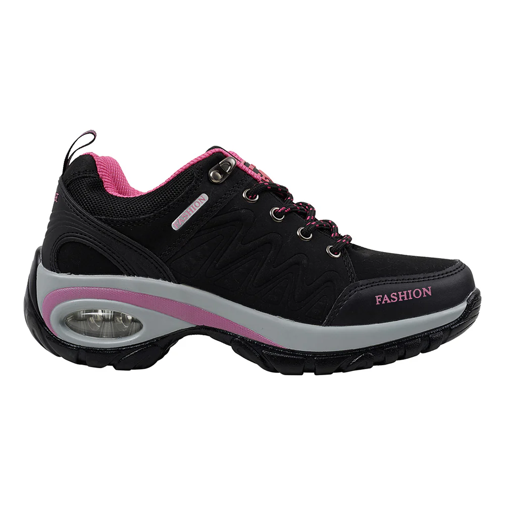 Breathable Lightweight Trainers - Black & Pink - Image 6
