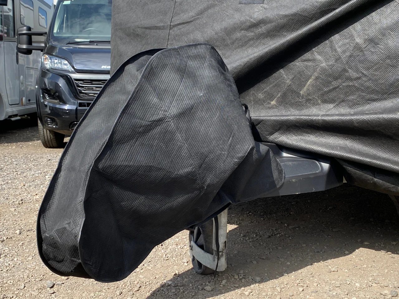 Breathable Waterproof 4Ply Caravan Cover With Free Hitch Cover Black 12-14ft - Image 2