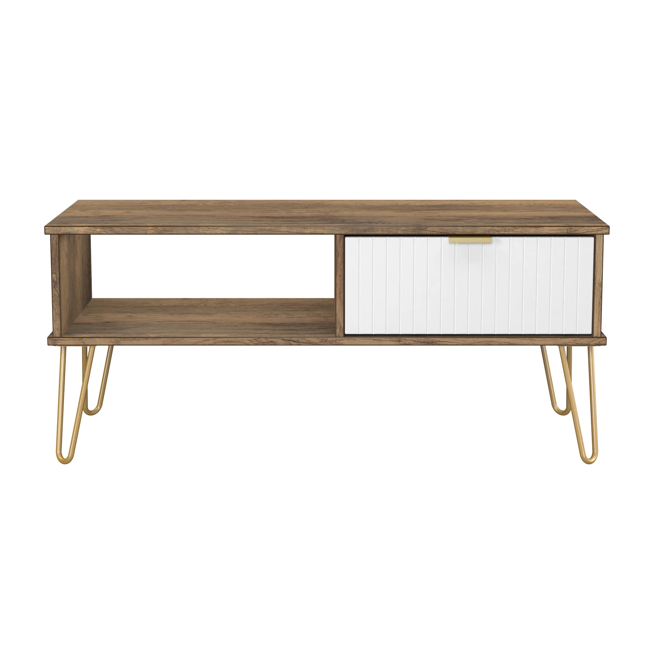 Breda Ready Assembled 1 Drawer Coffee Table in White Matt & Vintage Oak - Image 2
