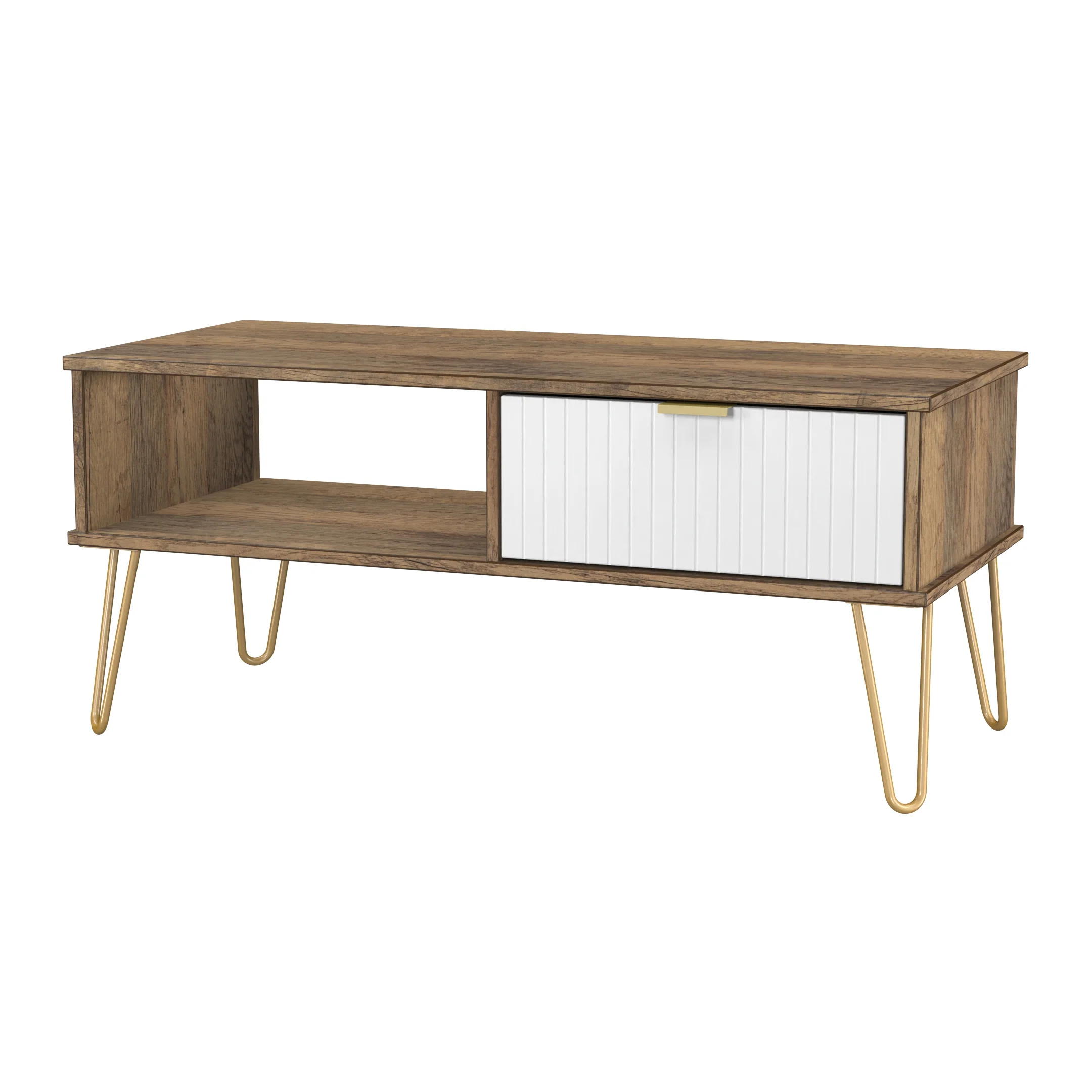 Breda Ready Assembled 1 Drawer Coffee Table in White Matt & Vintage Oak - Image 4