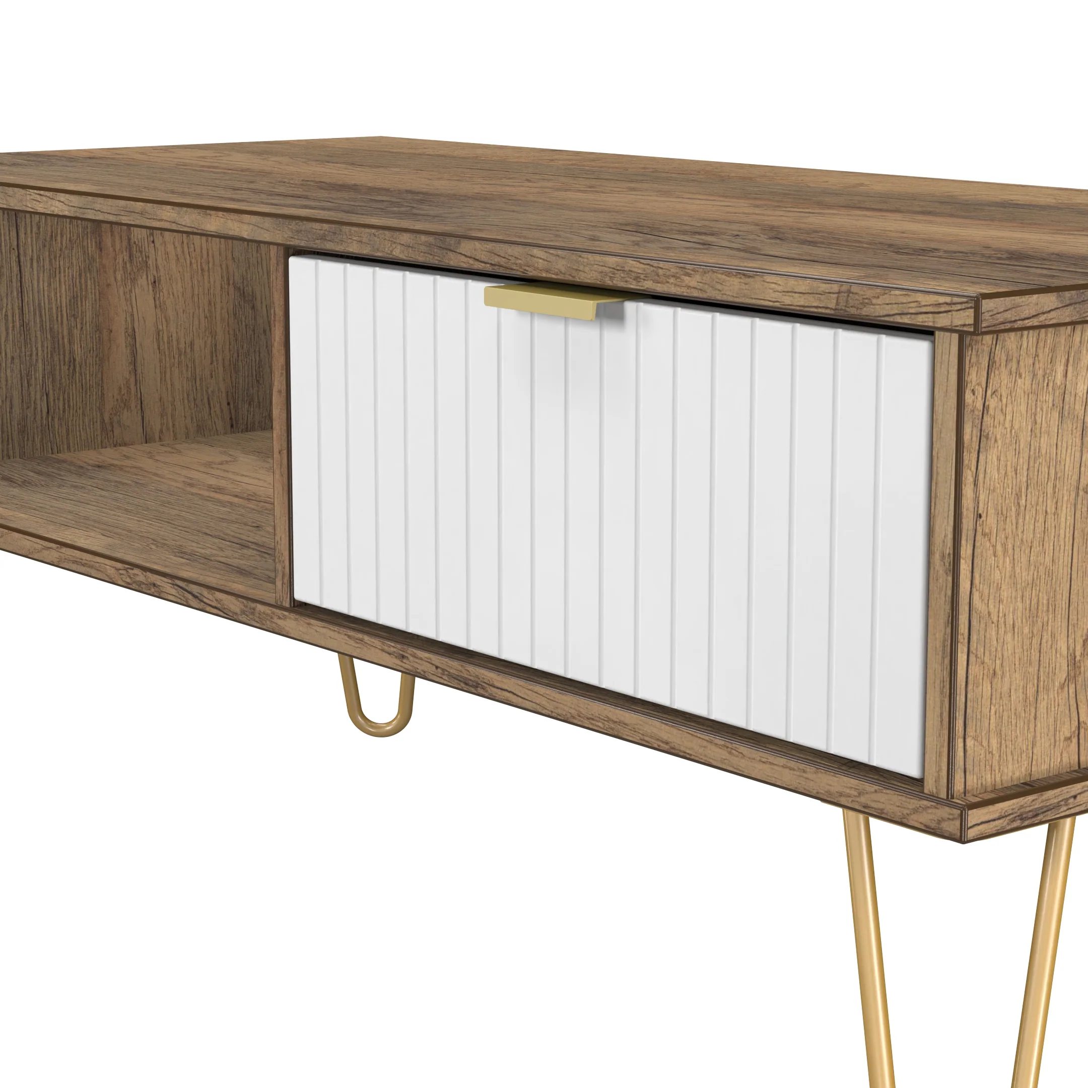 Breda Ready Assembled 1 Drawer Coffee Table in White Matt & Vintage Oak - Image 5