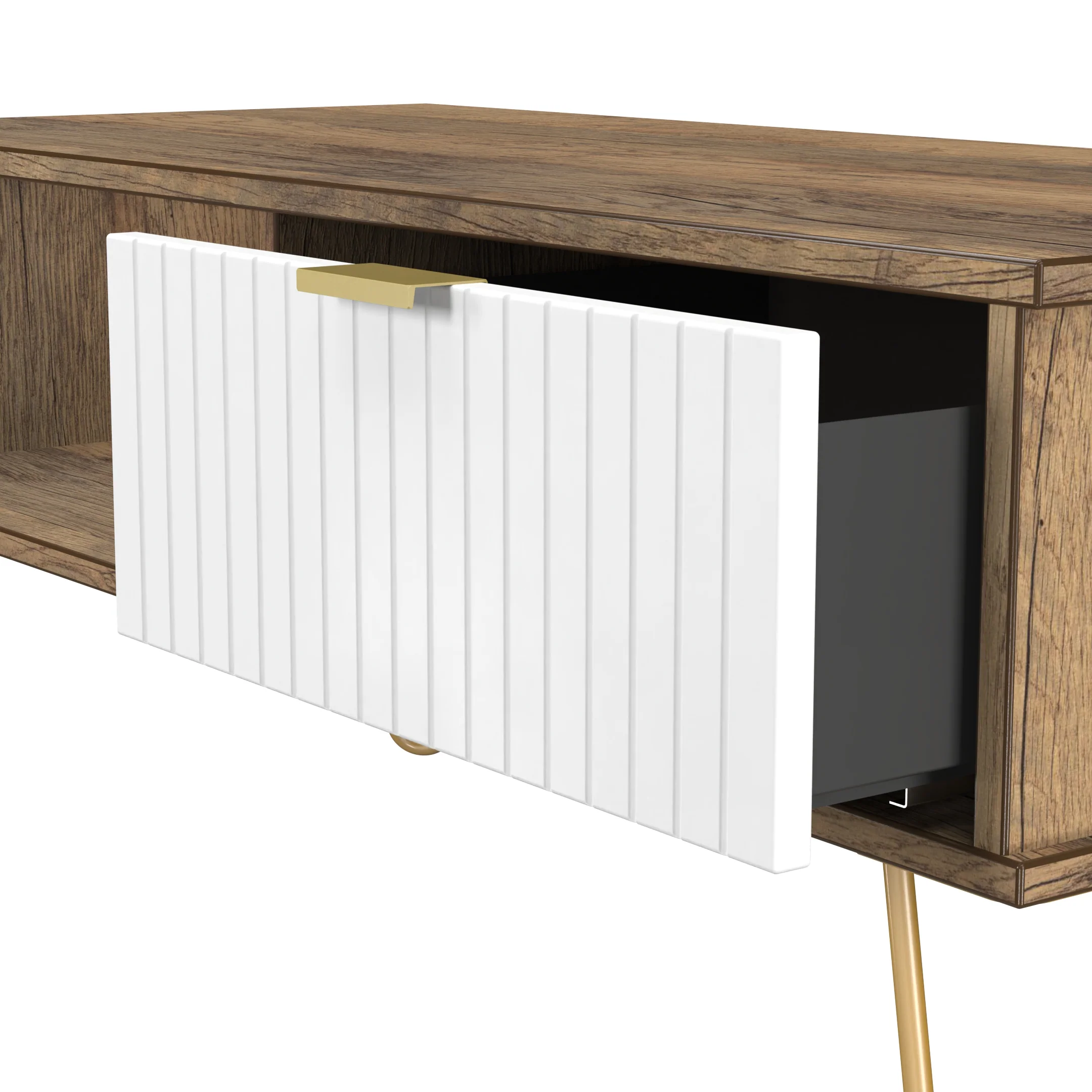 Breda Ready Assembled 1 Drawer Coffee Table in White Matt & Vintage Oak - Image 6
