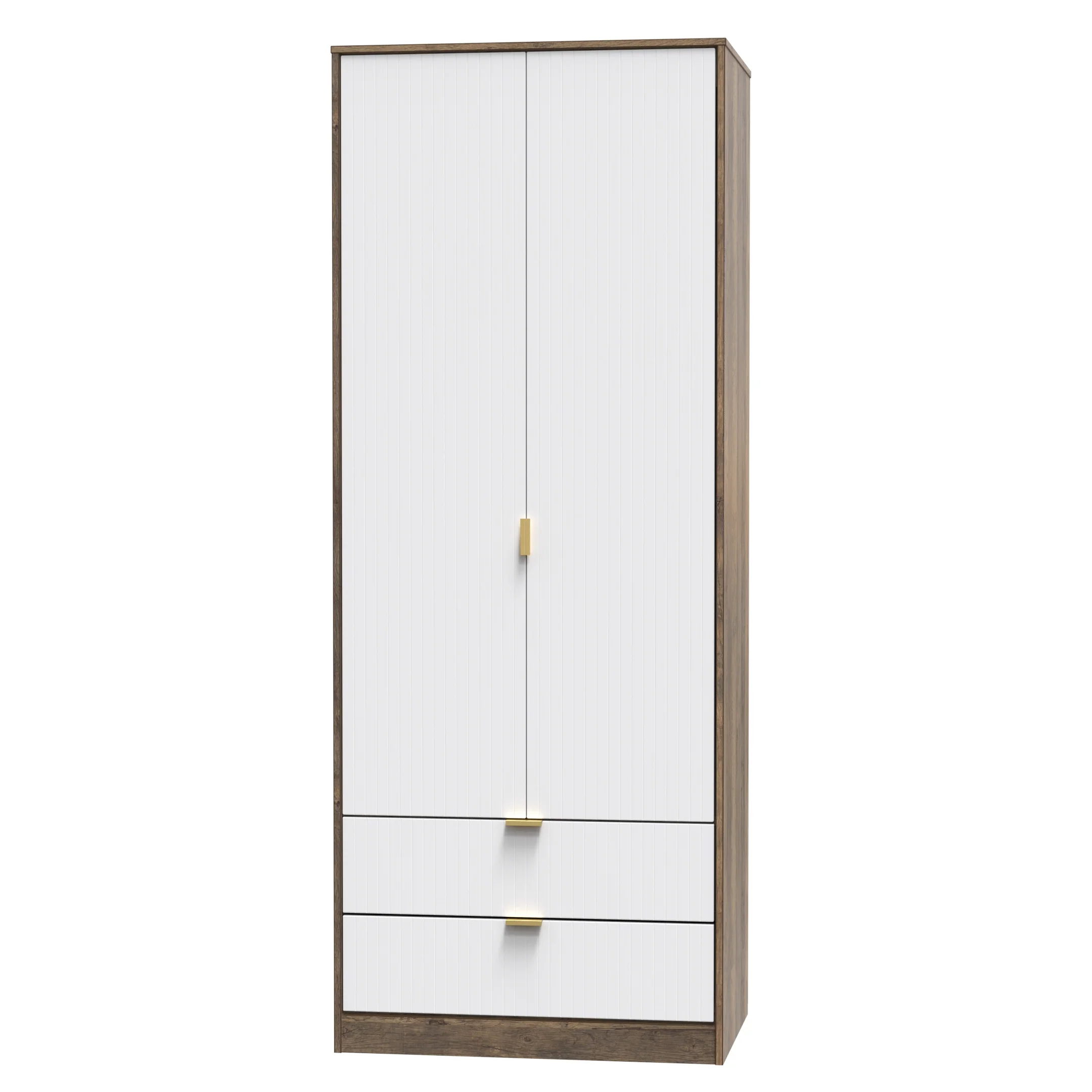Breda Ready Assembled 2 Door 2 Drawer Wardrobe in White Matt & Vintage Oak - Image 4