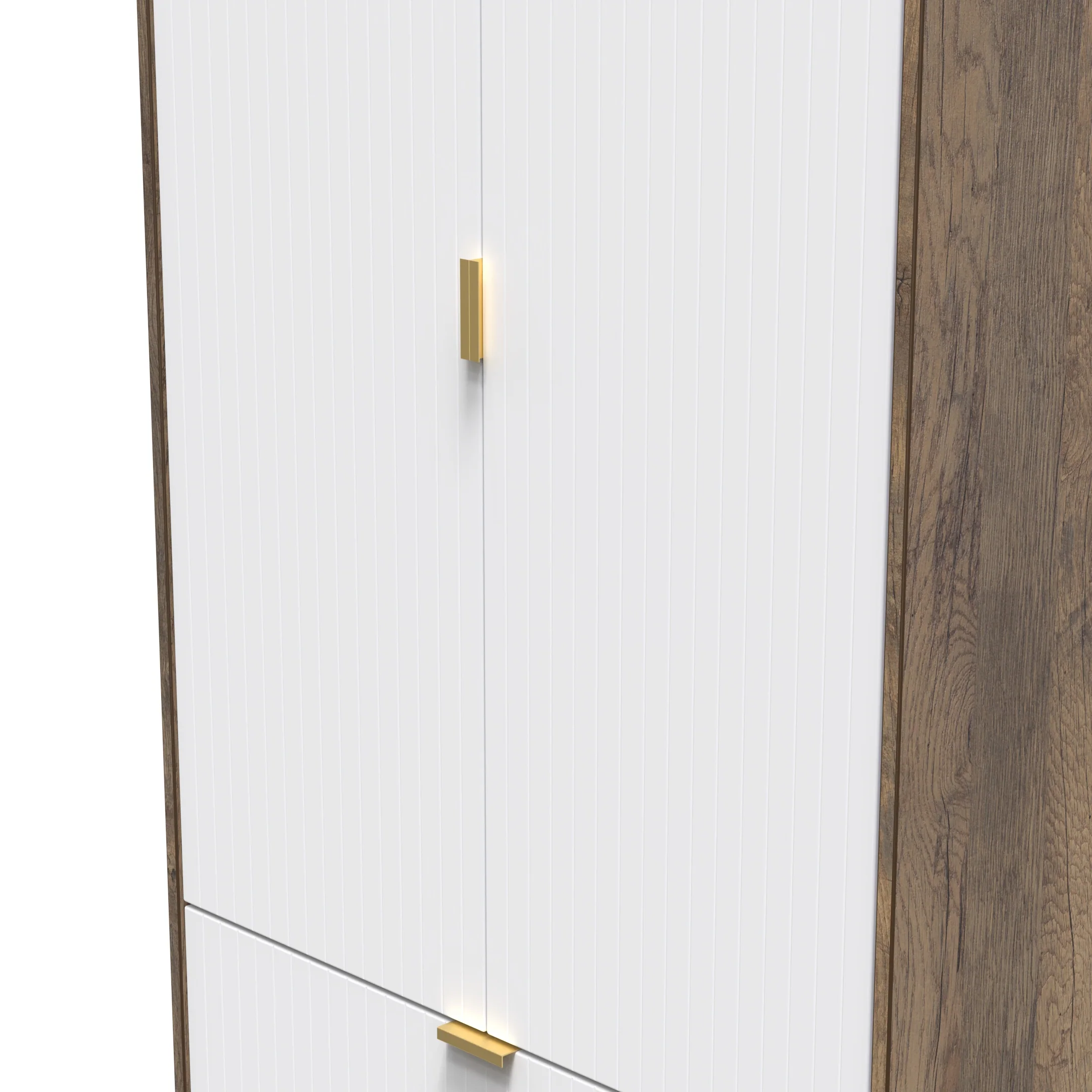 Breda Ready Assembled 2 Door 2 Drawer Wardrobe in White Matt & Vintage Oak - Image 5