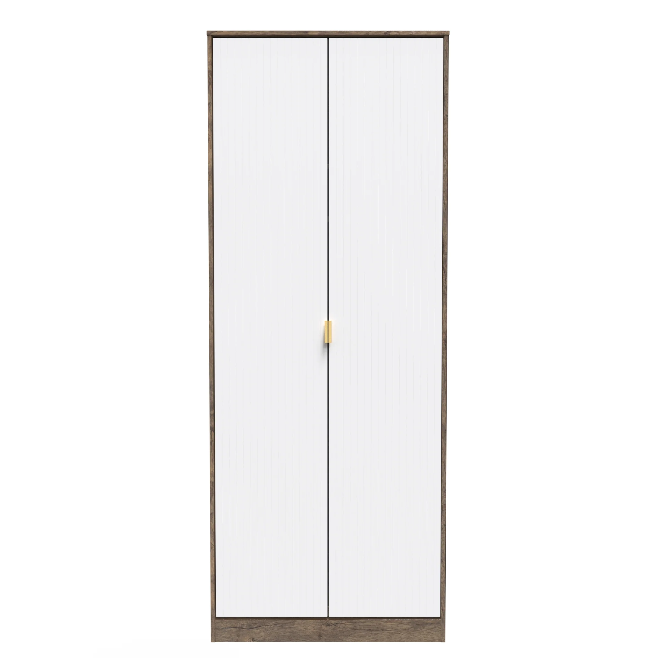 Breda Ready Assembled 2 Door Wardrobe in White Matt & Vintage Oak - Image 2