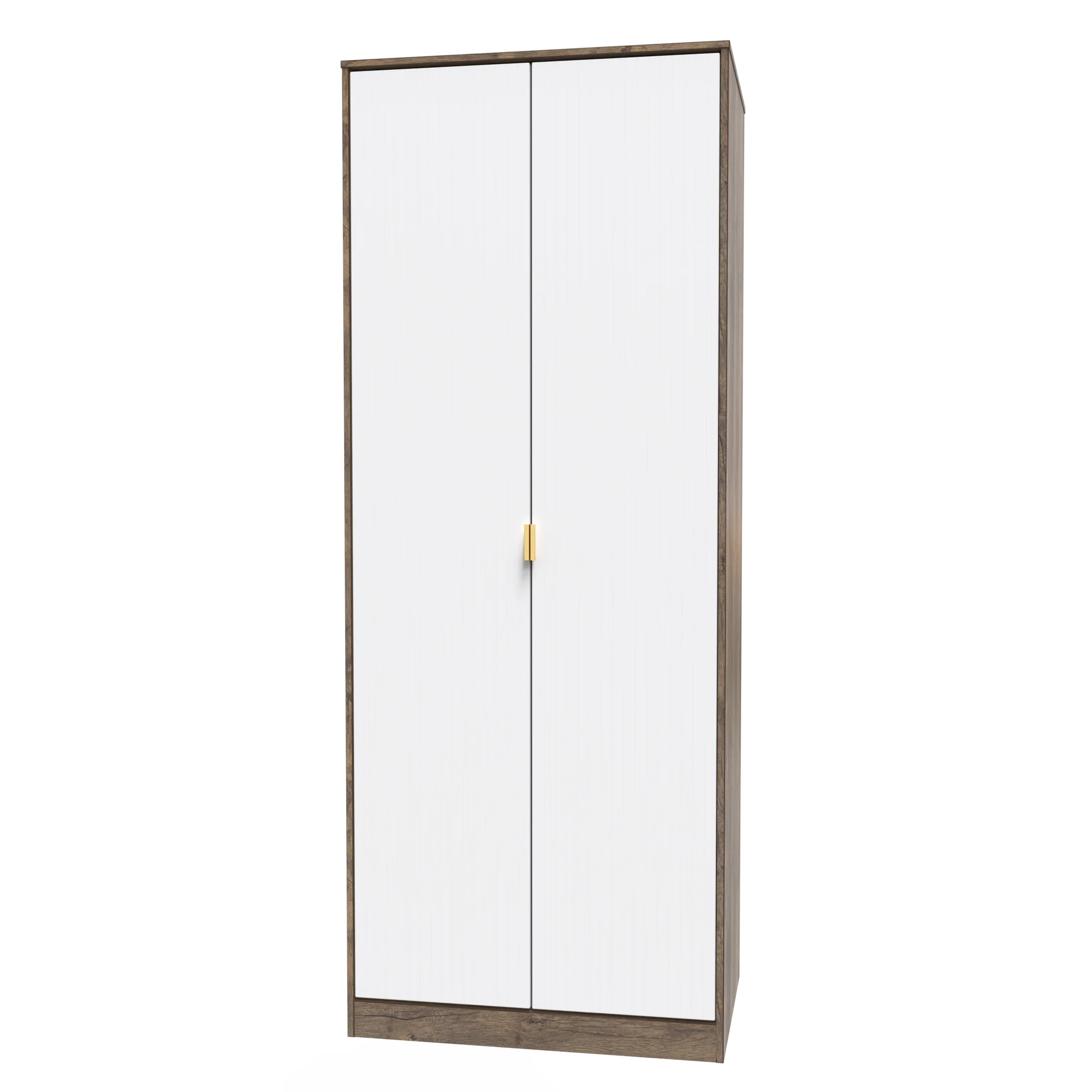 Breda Ready Assembled 2 Door Wardrobe in White Matt & Vintage Oak - Image 4