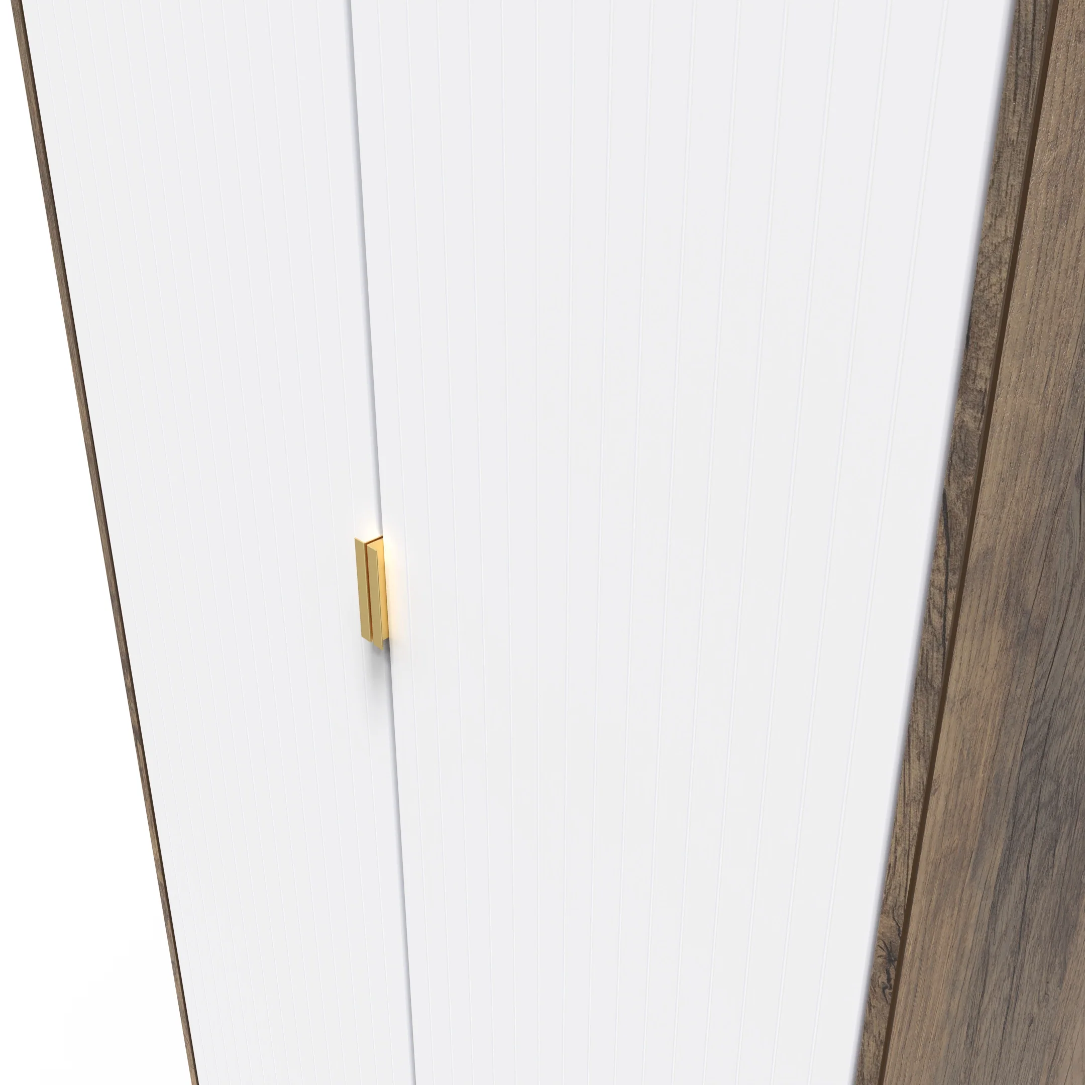 Breda Ready Assembled 2 Door Wardrobe in White Matt & Vintage Oak - Image 5