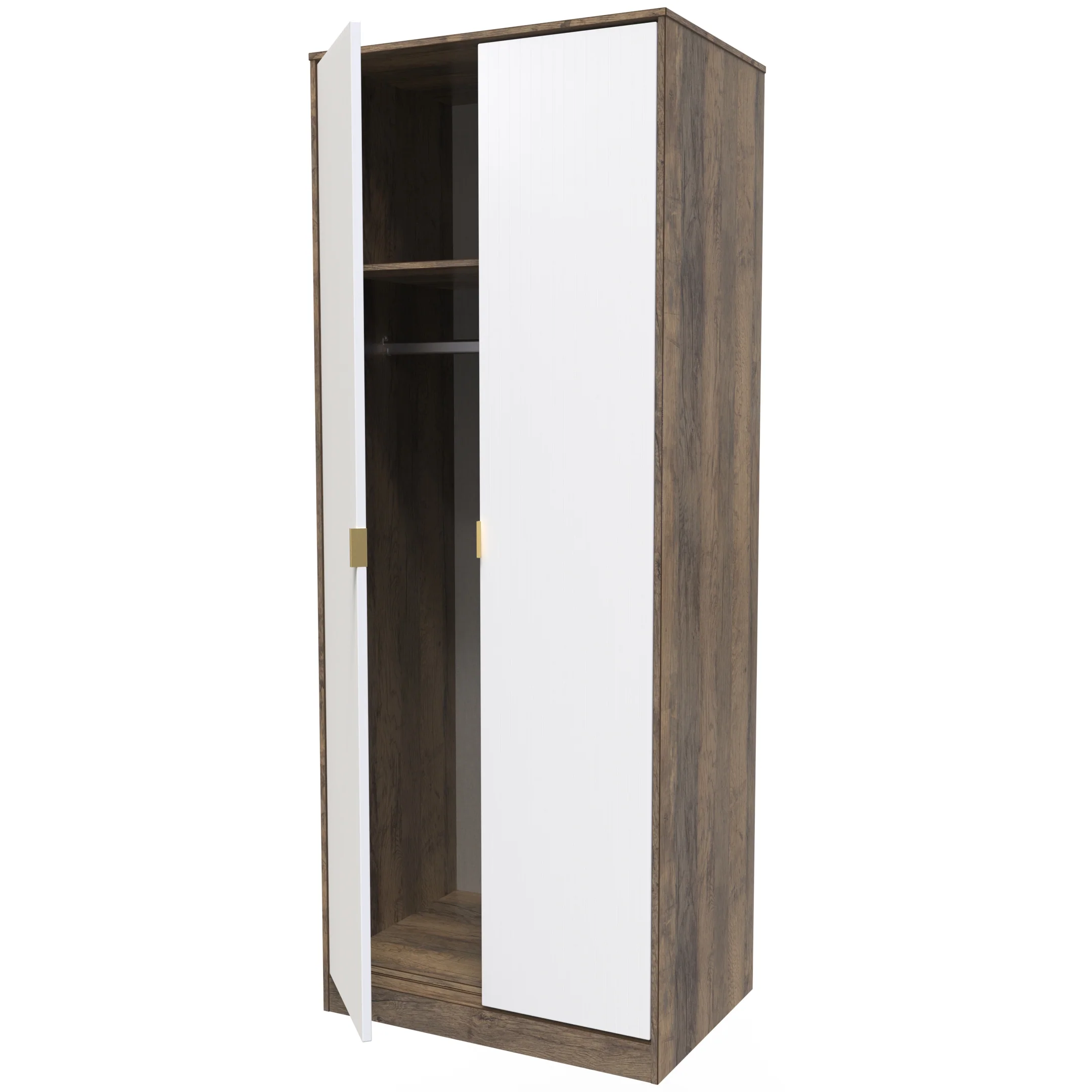 Breda Ready Assembled 2 Door Wardrobe in White Matt & Vintage Oak - Image 6