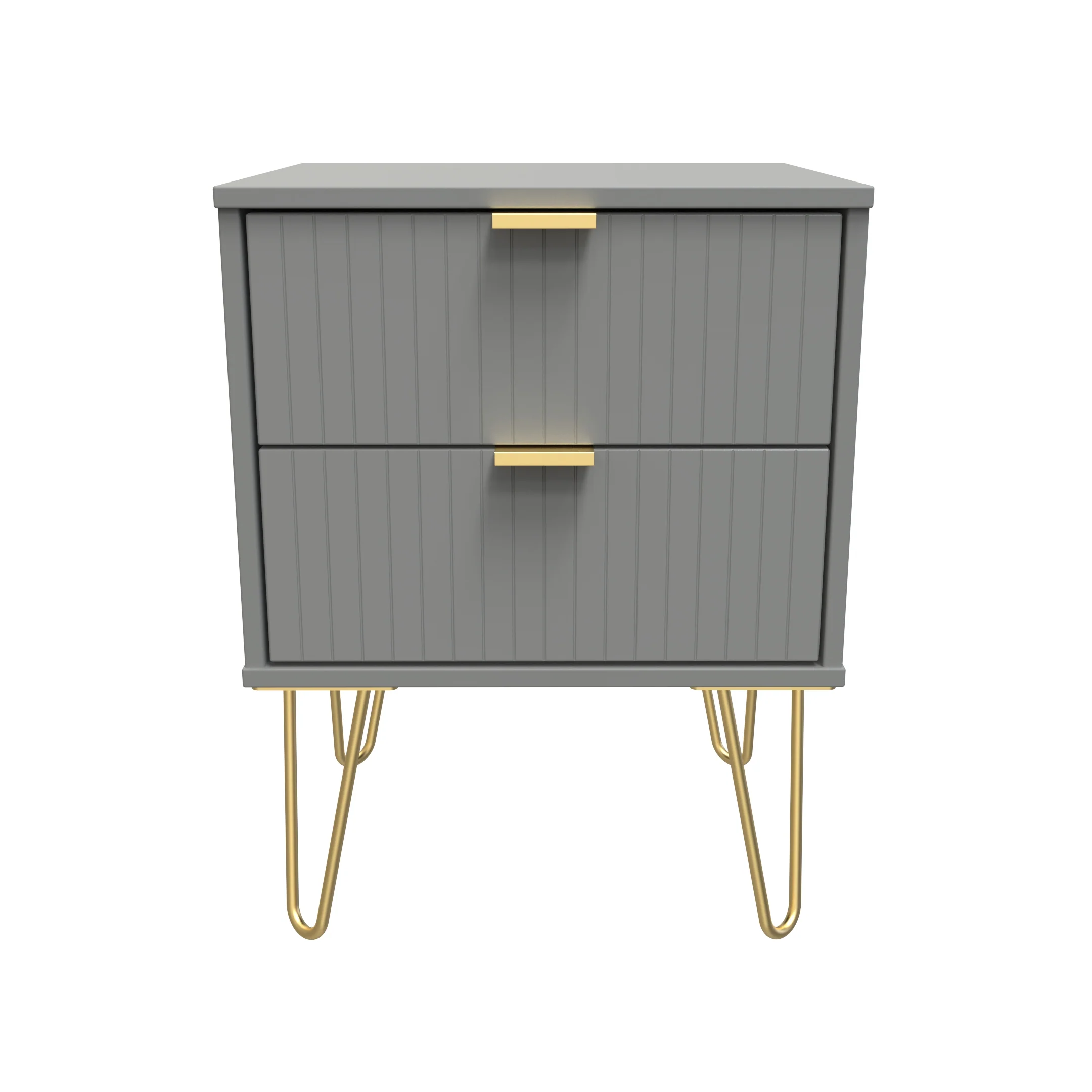 Breda Ready Assembled 2 Drawer Bedside Cabinet in Dusk Grey