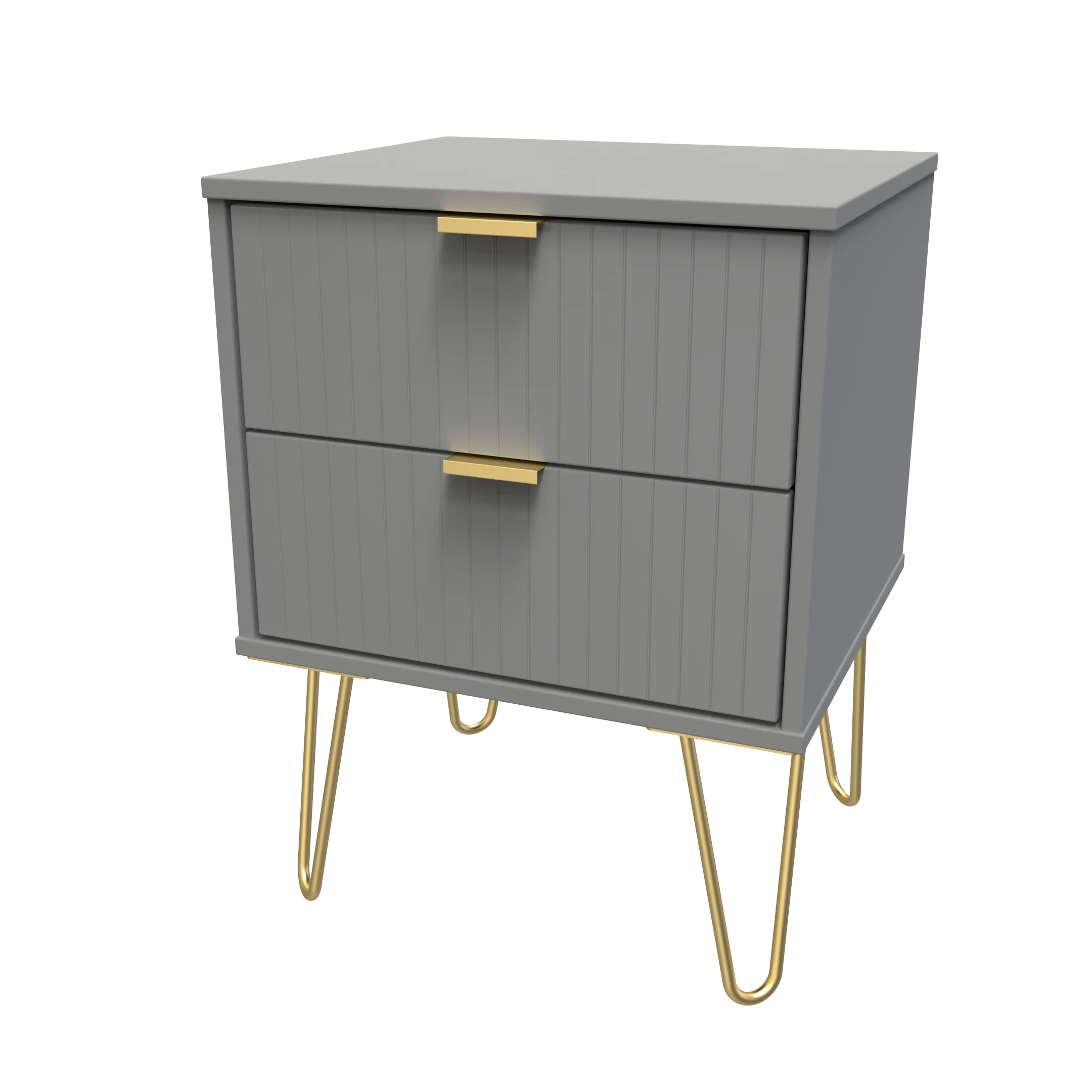 Breda Ready Assembled 2 Drawer Bedside Cabinet in Dusk Grey - Image 3