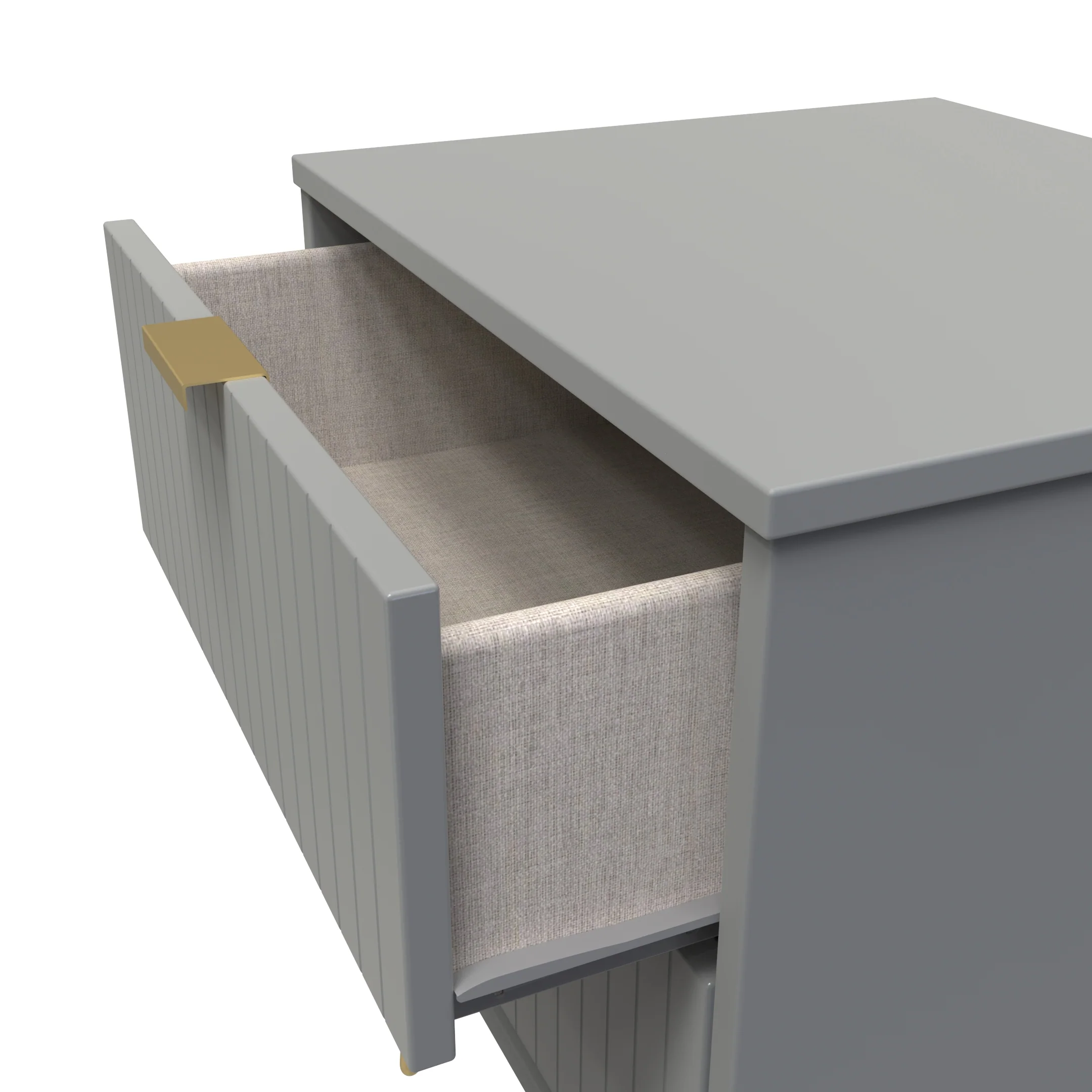 Breda Ready Assembled 2 Drawer Bedside Cabinet in Dusk Grey - Image 5