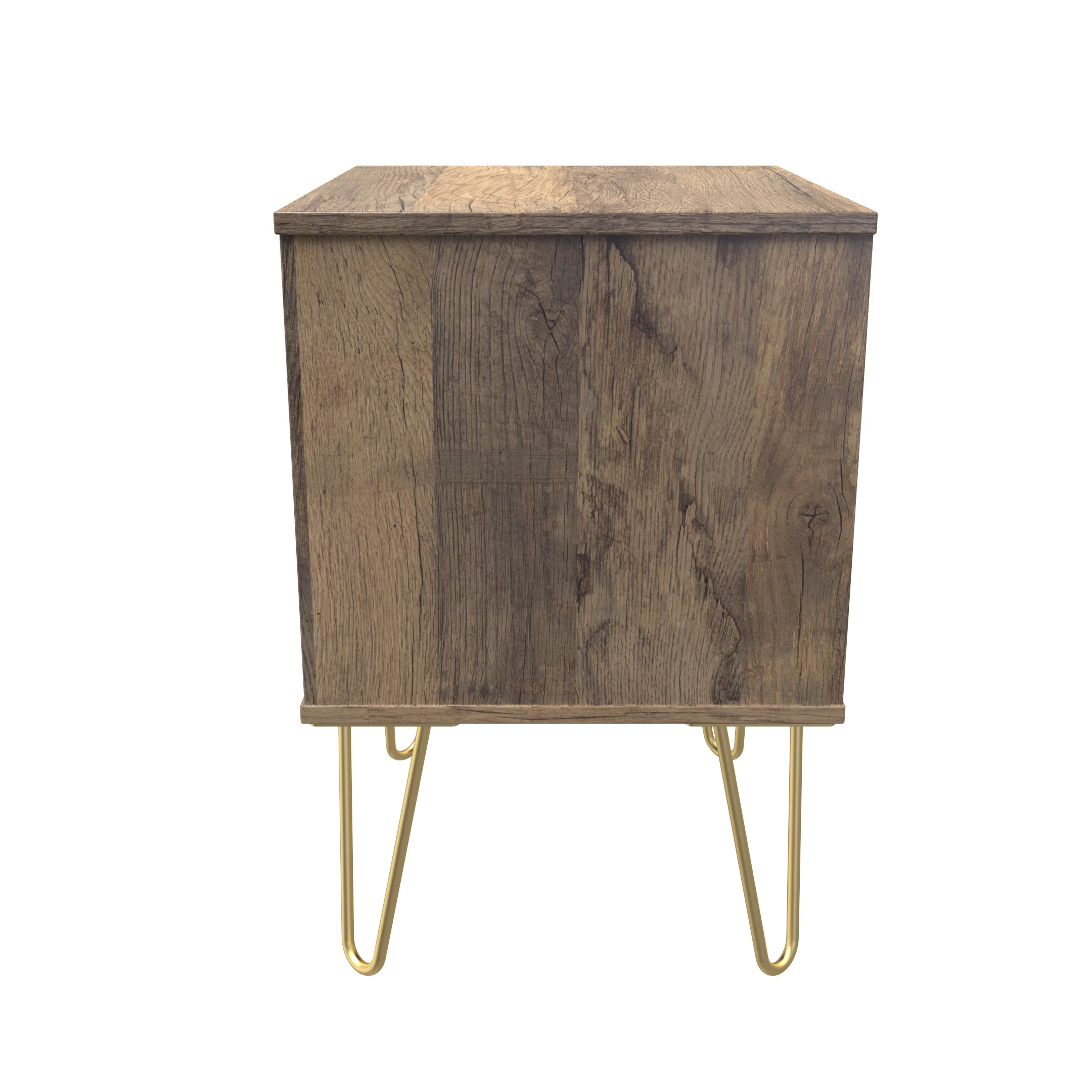 Breda Ready Assembled 2 Drawer Bedside Cabinet in White Matt & Vintage Oak - Image 3