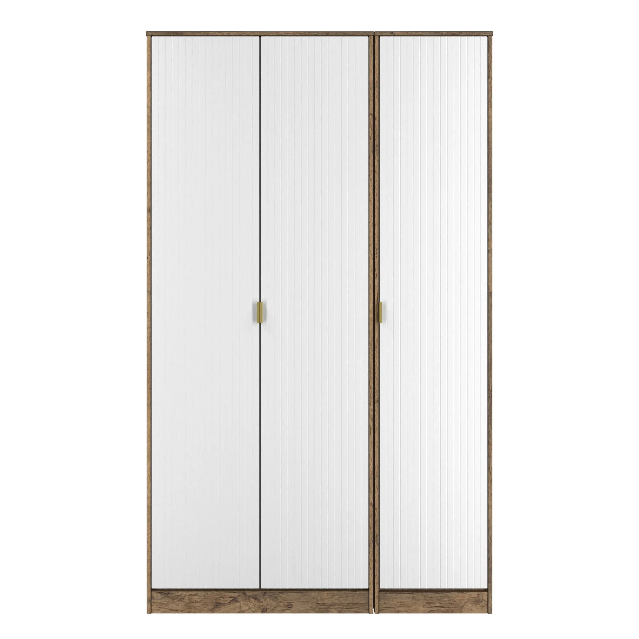 Breda Ready Assembled 3 Door Wardrobe in White Matt & Vintage Oak