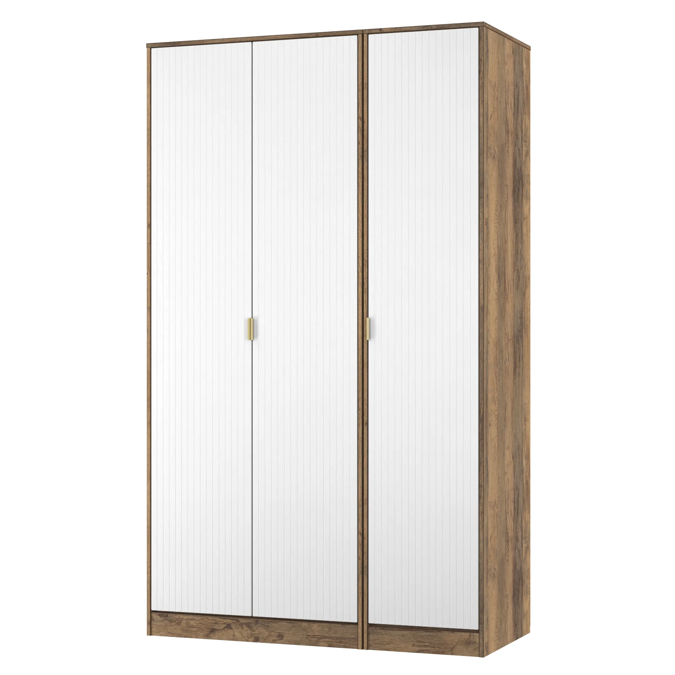 Breda Ready Assembled 3 Door Wardrobe in White Matt & Vintage Oak - Image 3