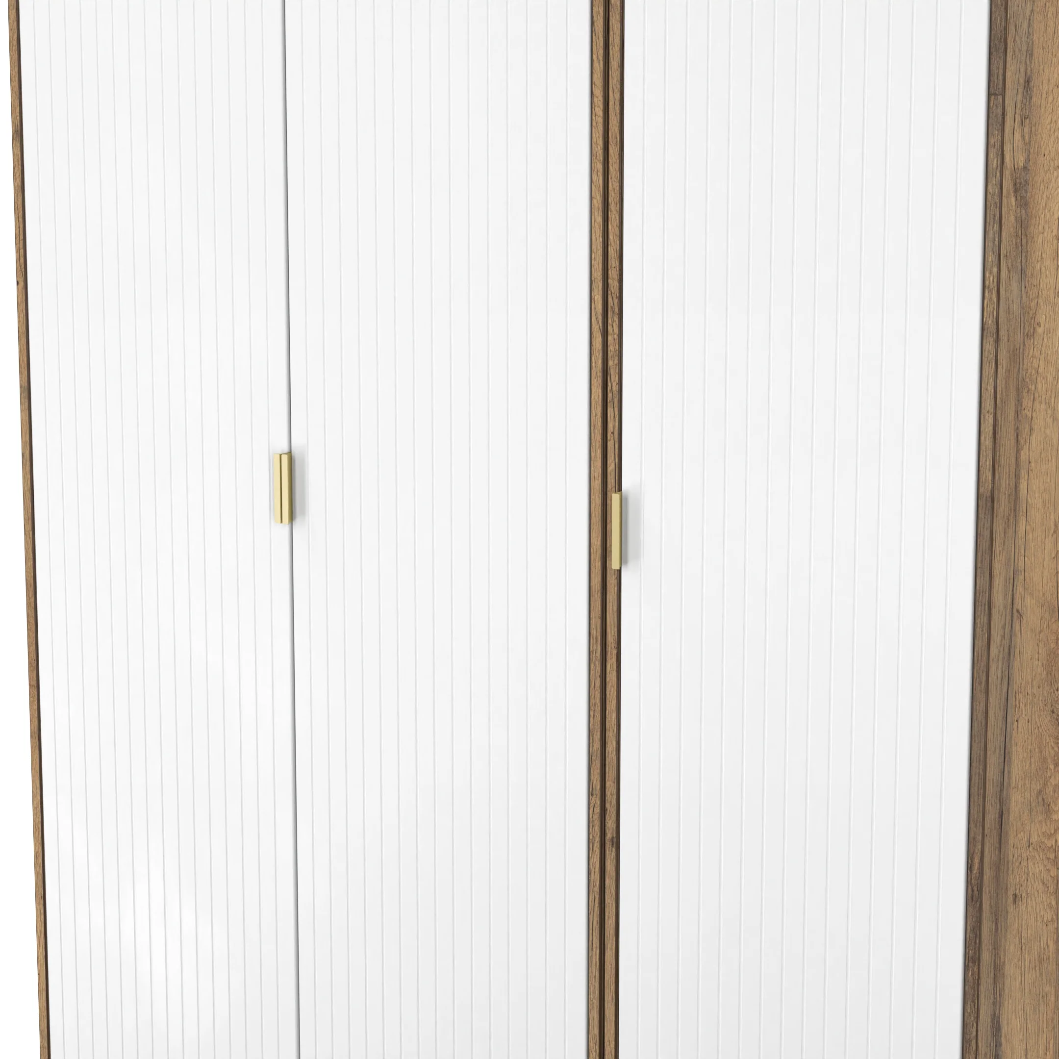 Breda Ready Assembled 3 Door Wardrobe in White Matt & Vintage Oak - Image 4