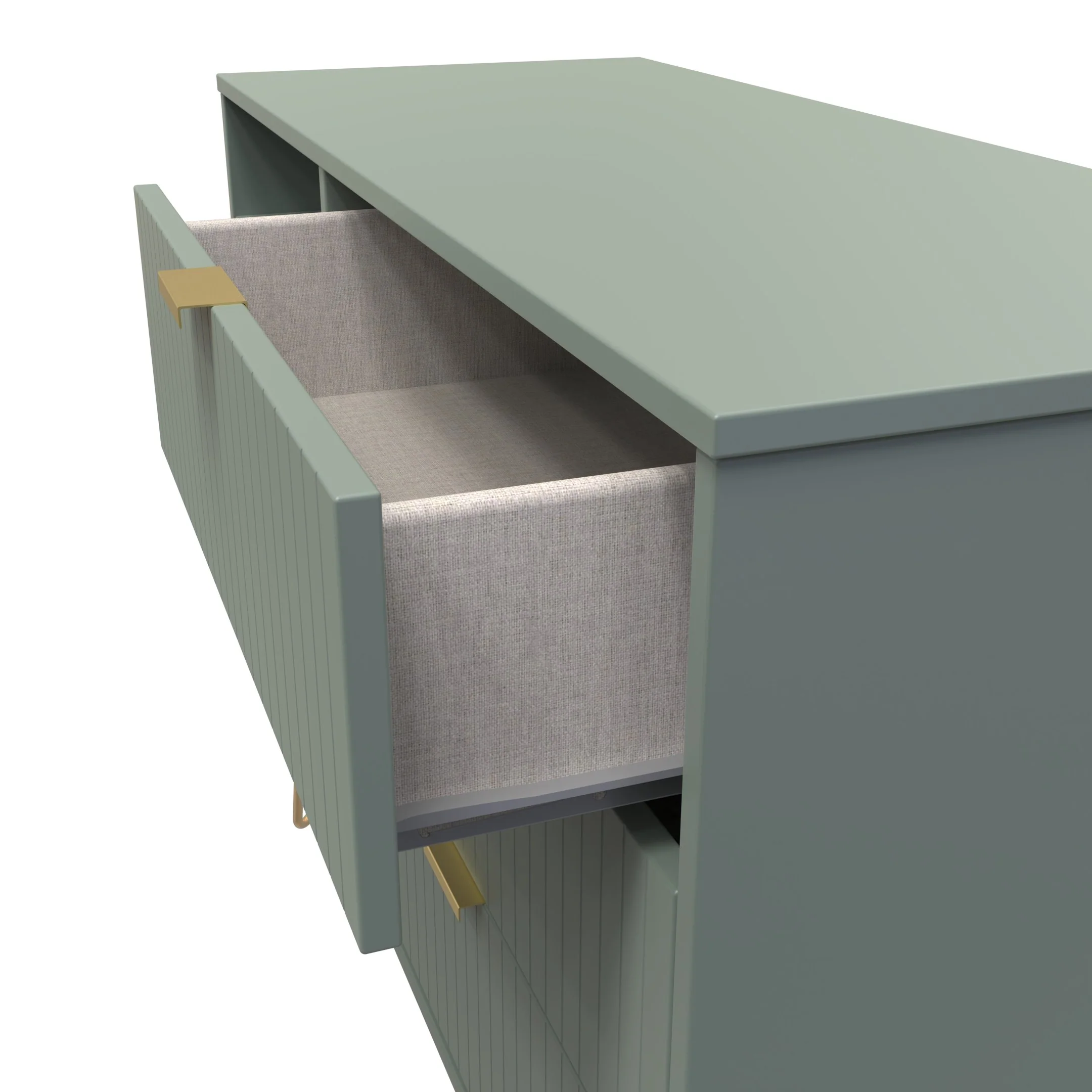 Breda Ready Assembled 3 Drawer TV Unit in Reed Green - Image 10
