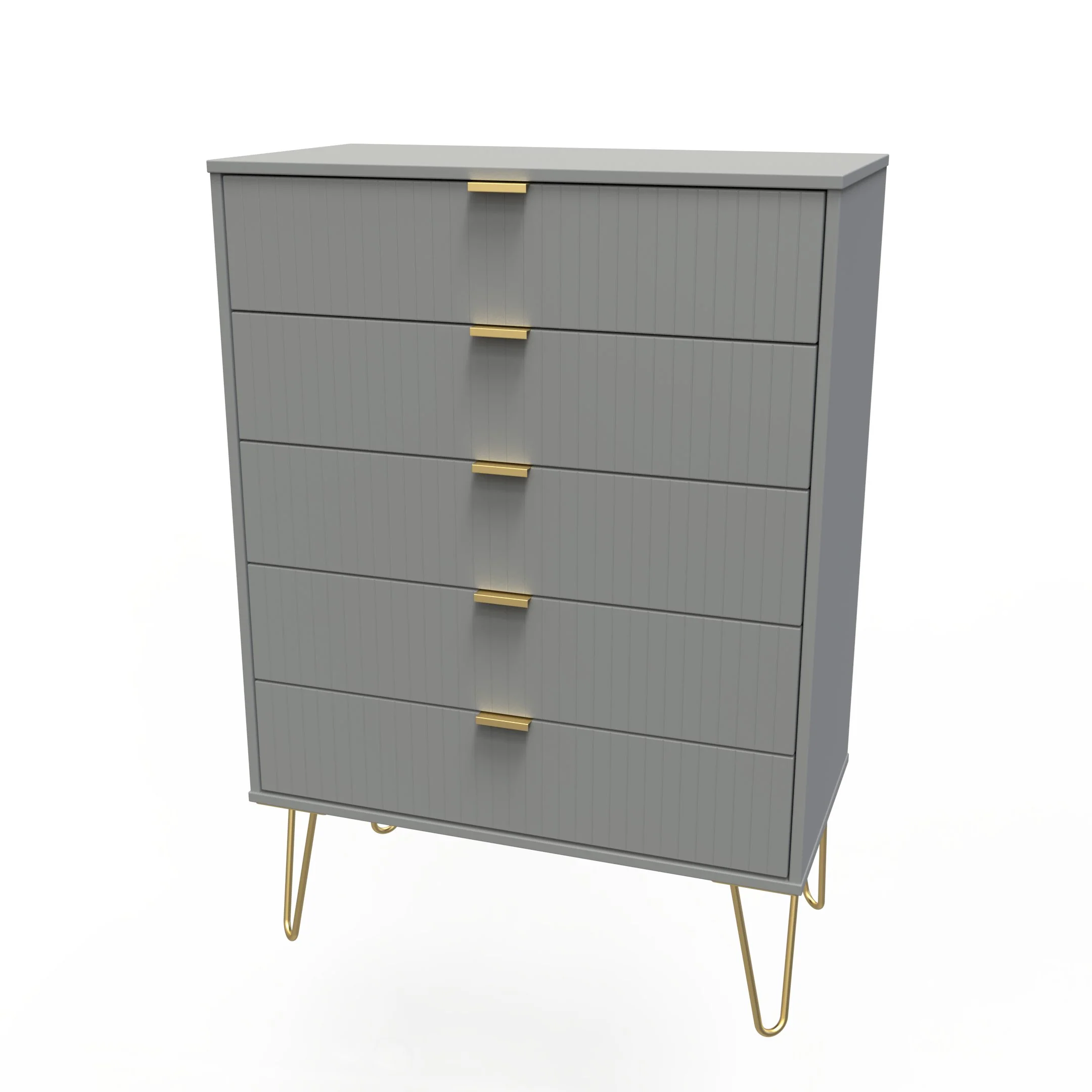 Breda Ready Assembled 5 Drawer Chest in Dusk Grey - Image 3