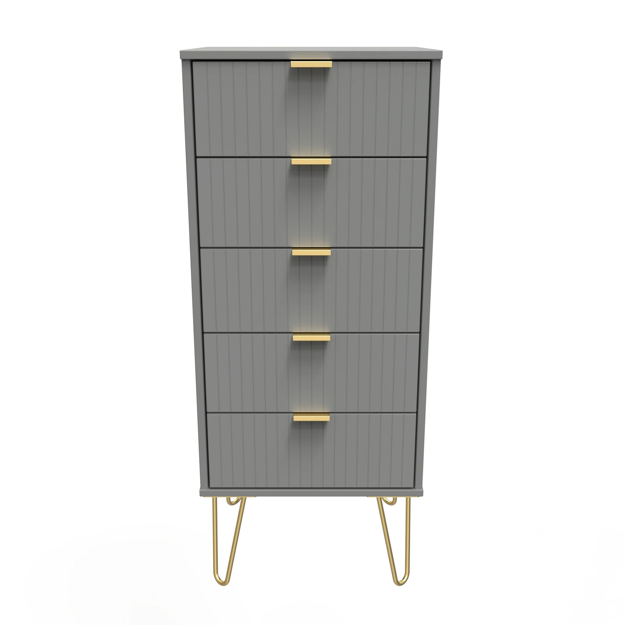 Breda Ready Assembled 5 Drawer Tallboy in Dusk Grey - Image 2