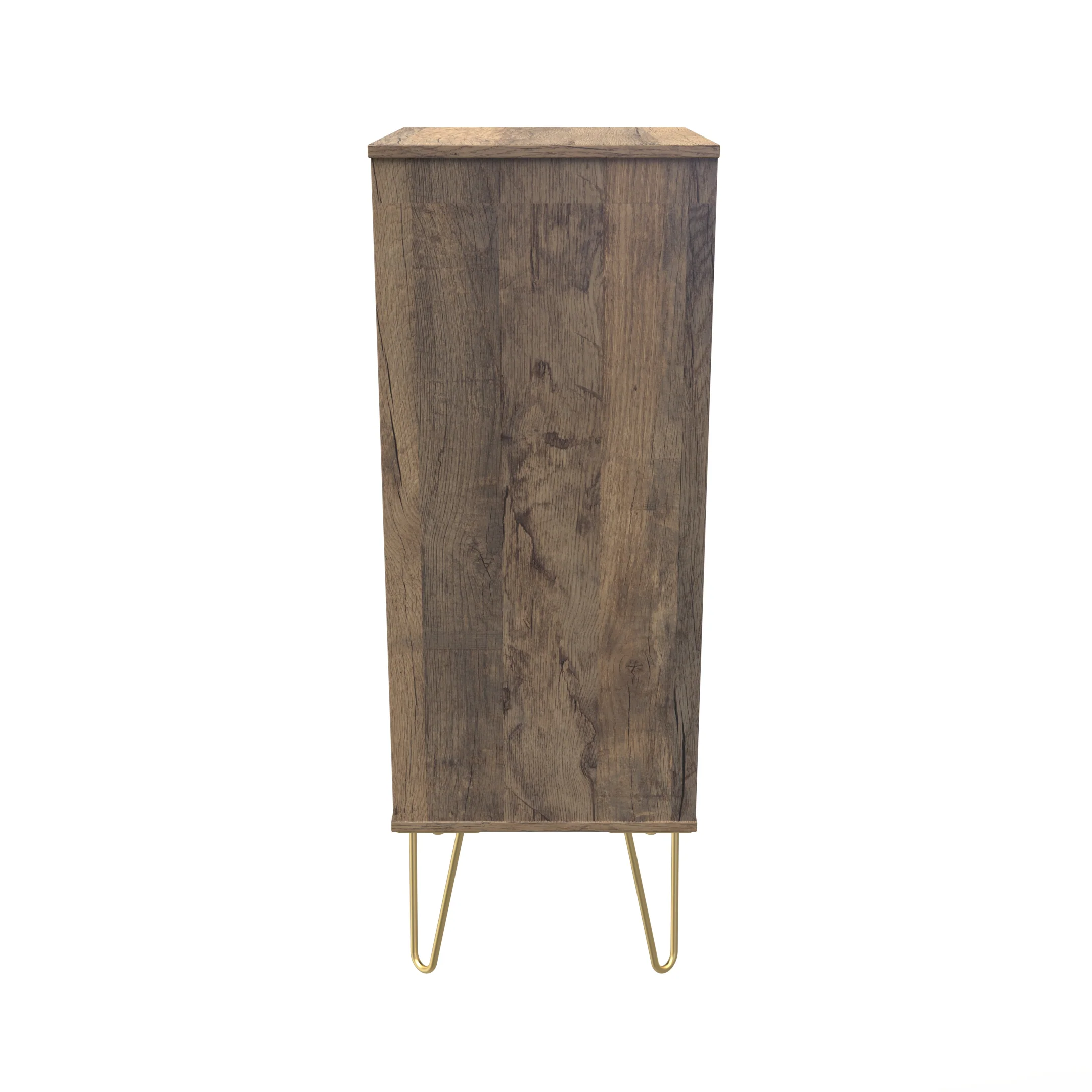 Breda Ready Assembled 5 Drawer Tallboy in White Matt & Vintage Oak - Image 3
