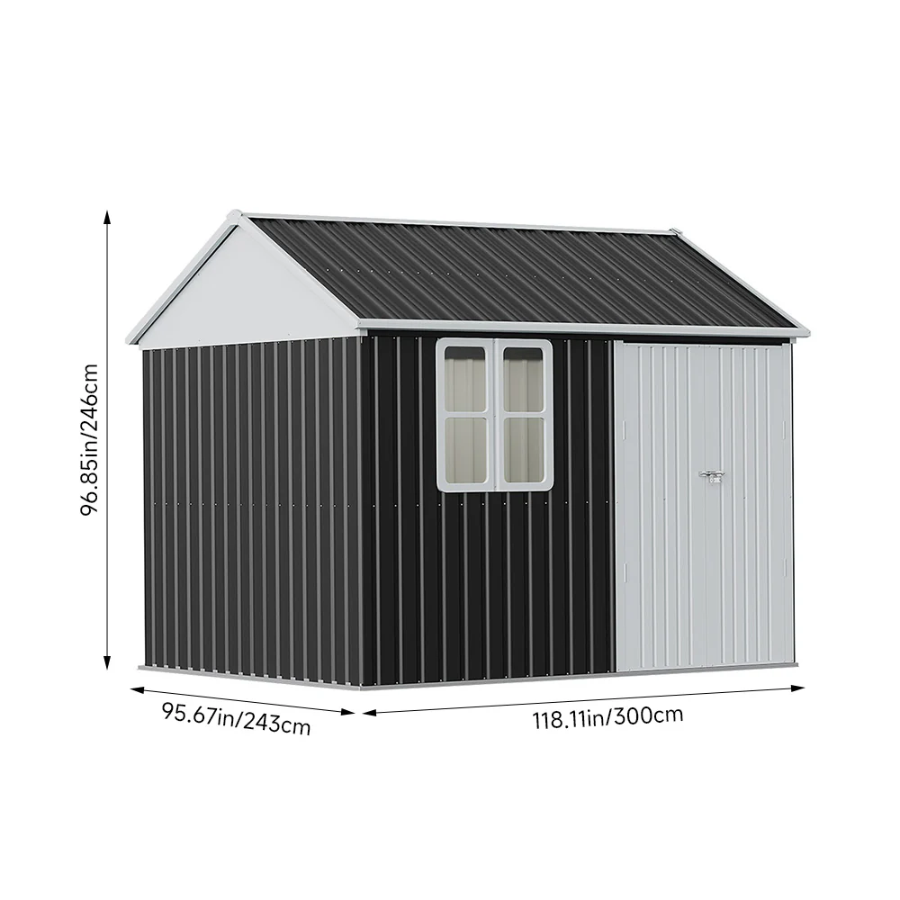 Breeins 10 x 8FT Outdoor Metal Apex Roof Garden Storage Shed - Image 4