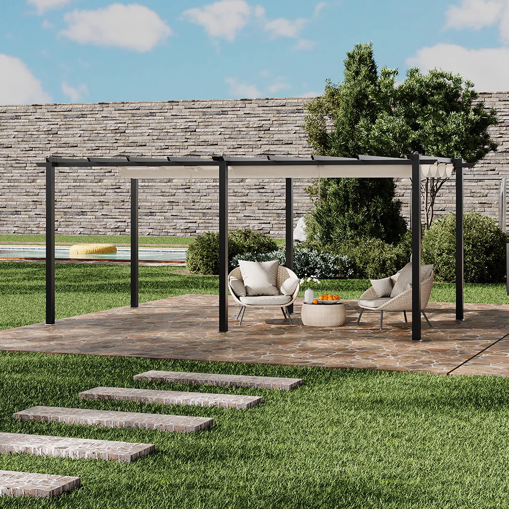 Breeins 10x20ft Aluminium Pergola With Retractable Roof