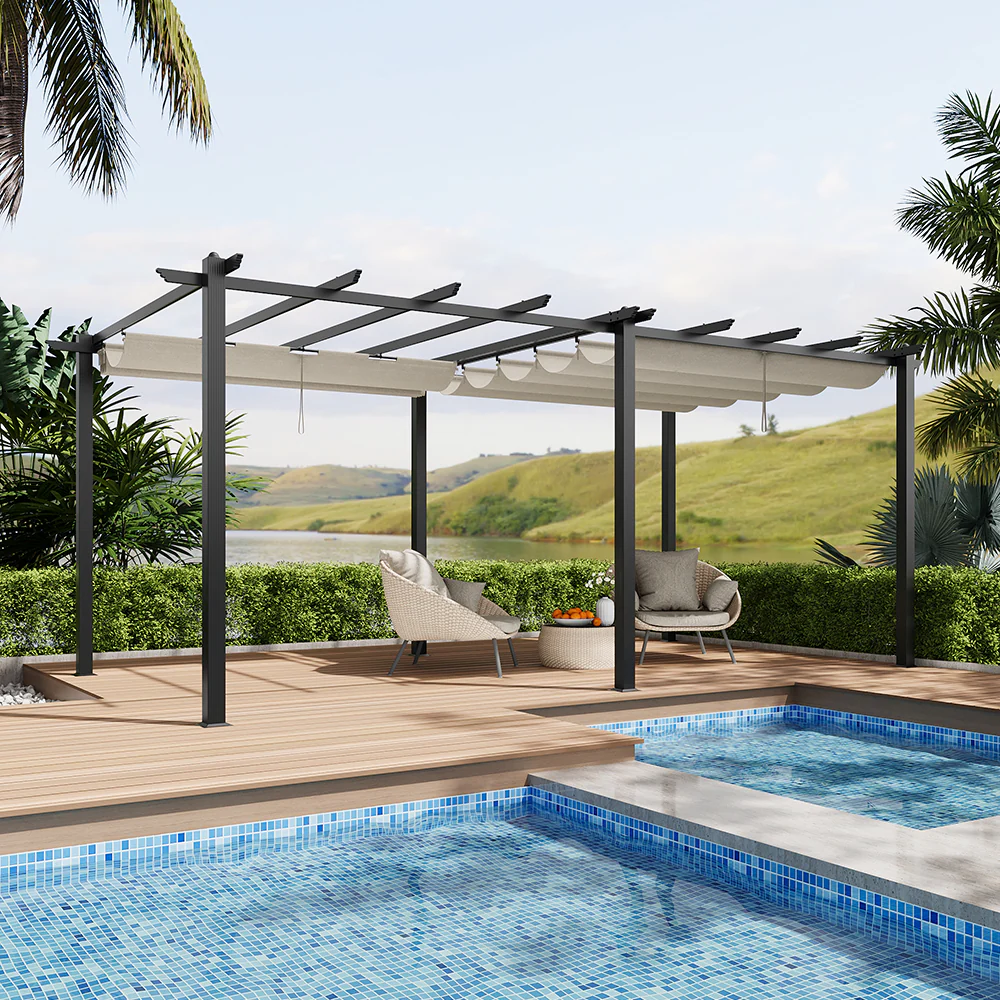 Breeins 10x20ft Aluminium Pergola With Retractable Roof - Image 2