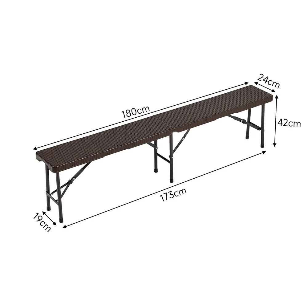 Breeins 3-Piece Rattan Plastic Outdoor Folding Table Bench Set - Image 11