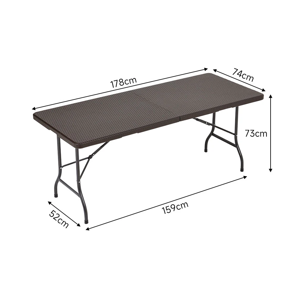 Breeins 3-Piece Rattan Plastic Outdoor Folding Table Bench Set - Image 7